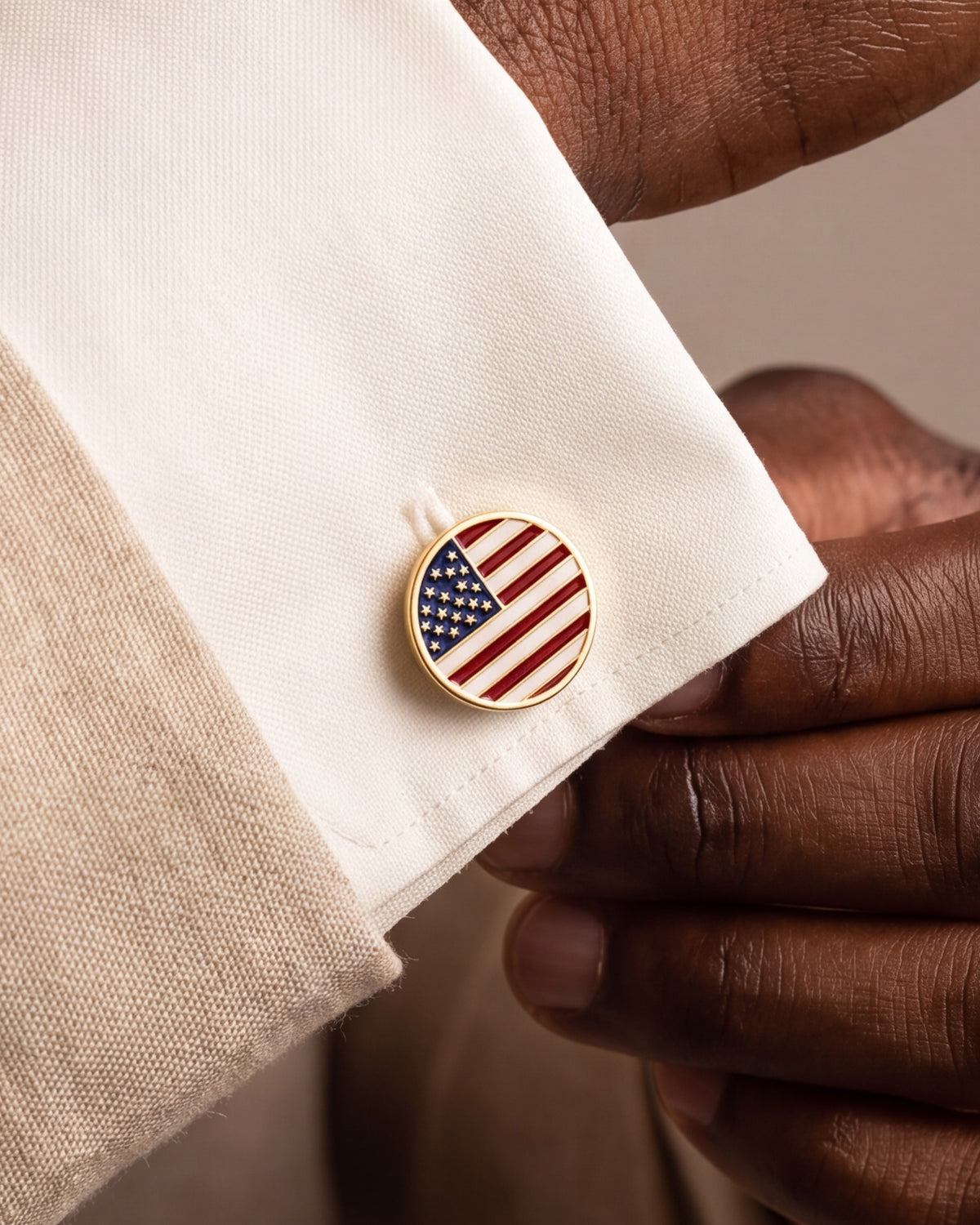 American Flag Enamel Cufflinks – close-up