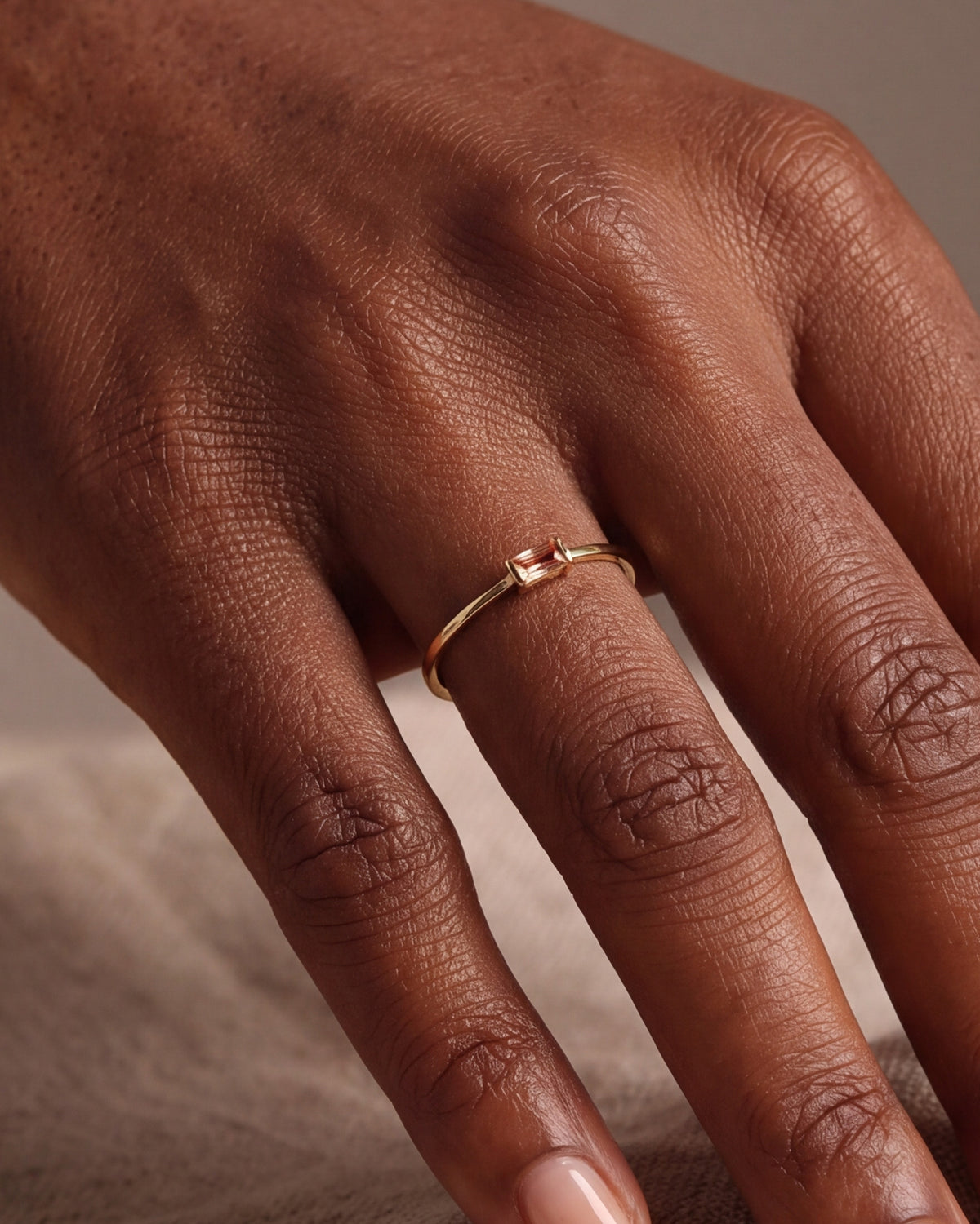 Baguette Stone Bar Ring – close-up