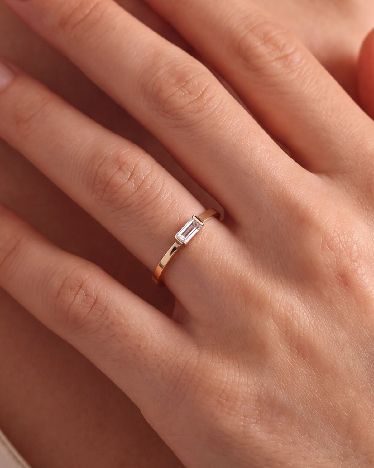 Baguette Stone Bezel Ring – close-up