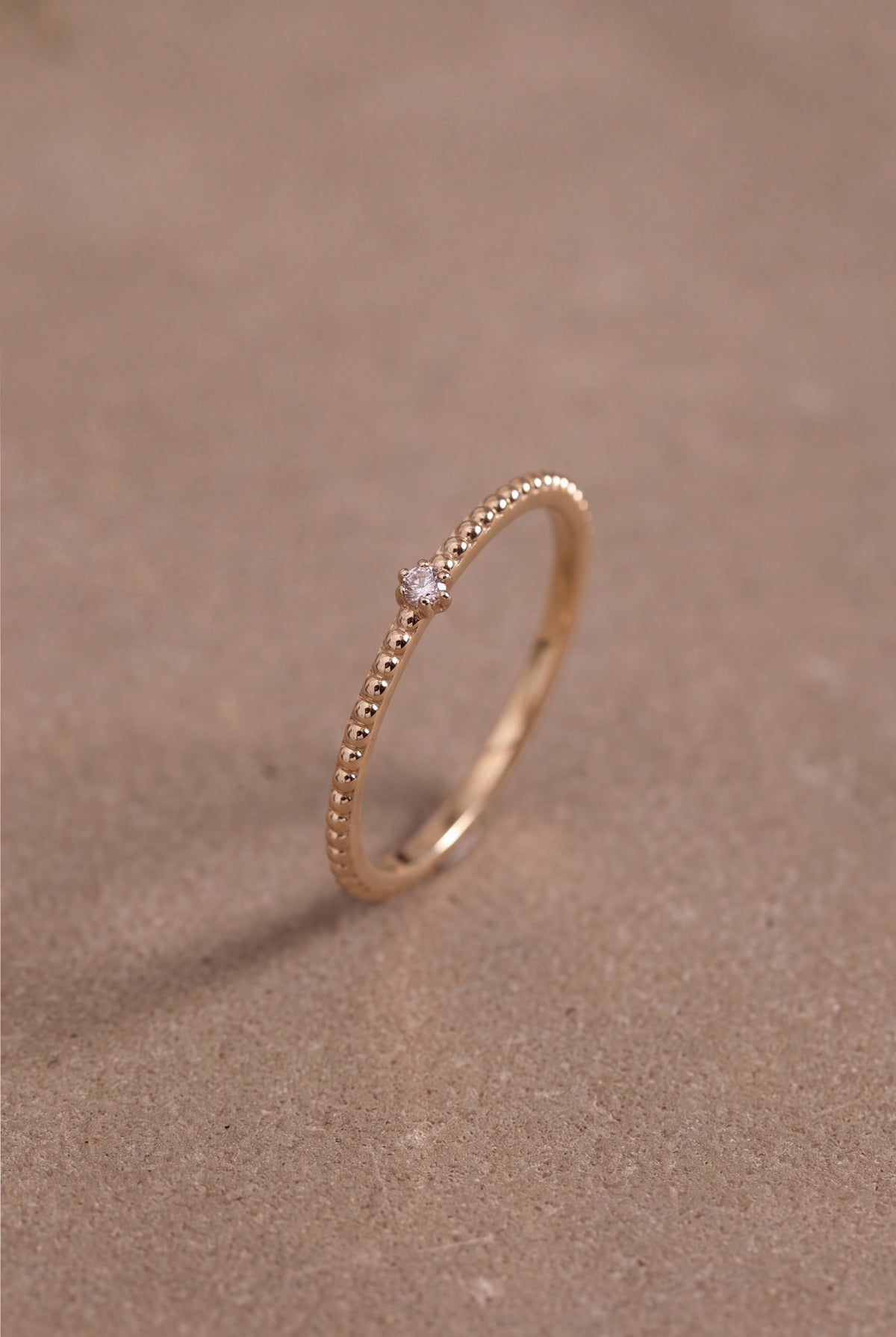 Beaded Band Solitaire Ring – product detail
