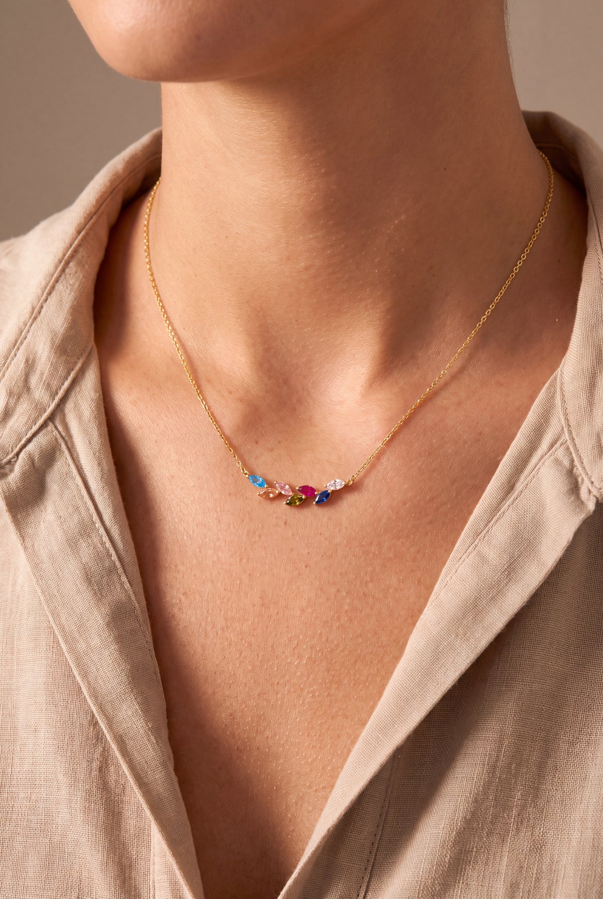 Birthstone Branch Necklace – on model
