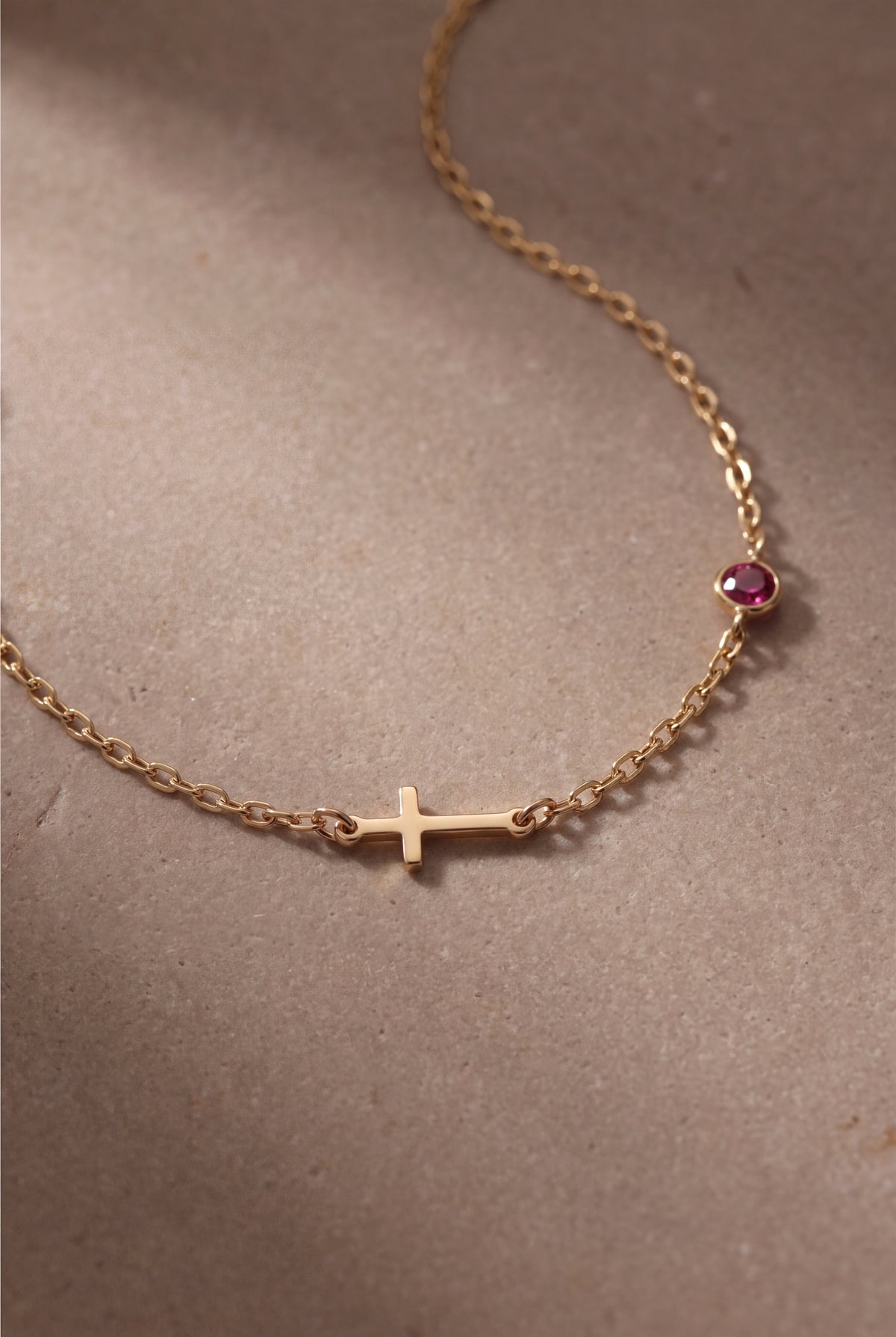 Birthstone Sideways Cross Bracelet – product detail