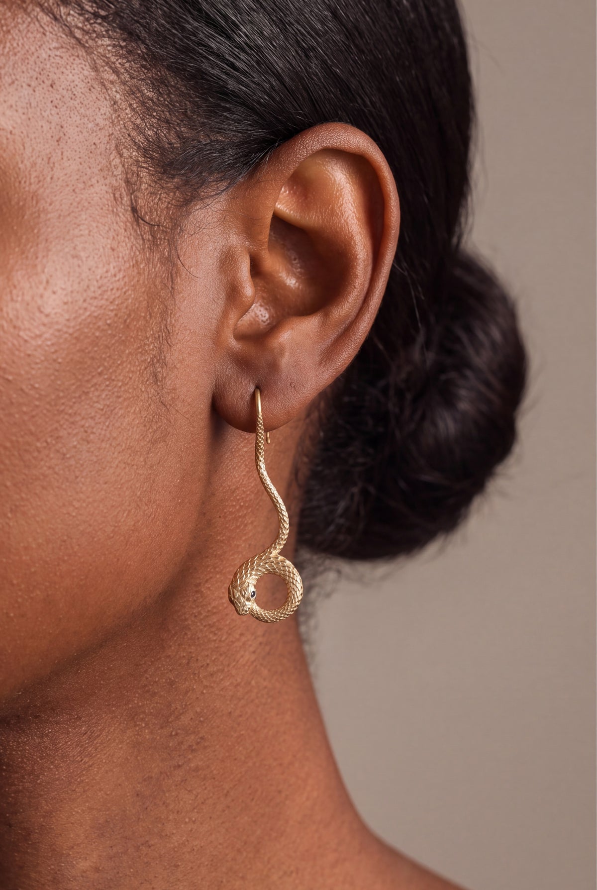 Coiled Snake Drop Earrings – on model