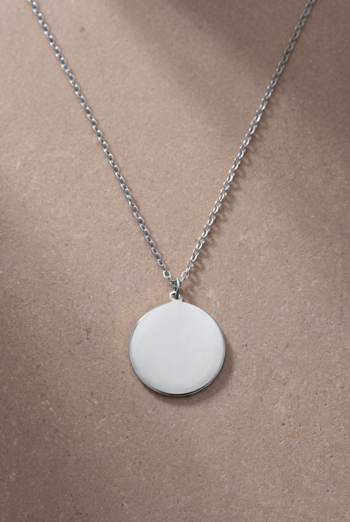 Couple Portrait Disc Necklace – blank silver disc: upload your photo to see it engraved here