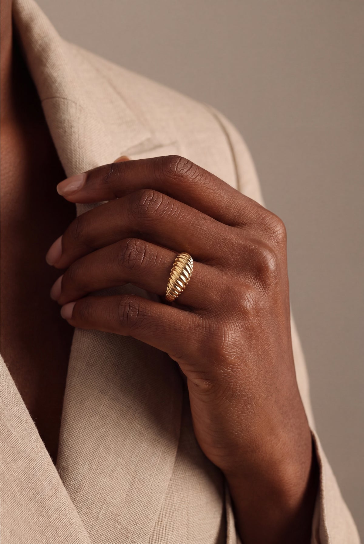 Croissant Dome Ring – on model