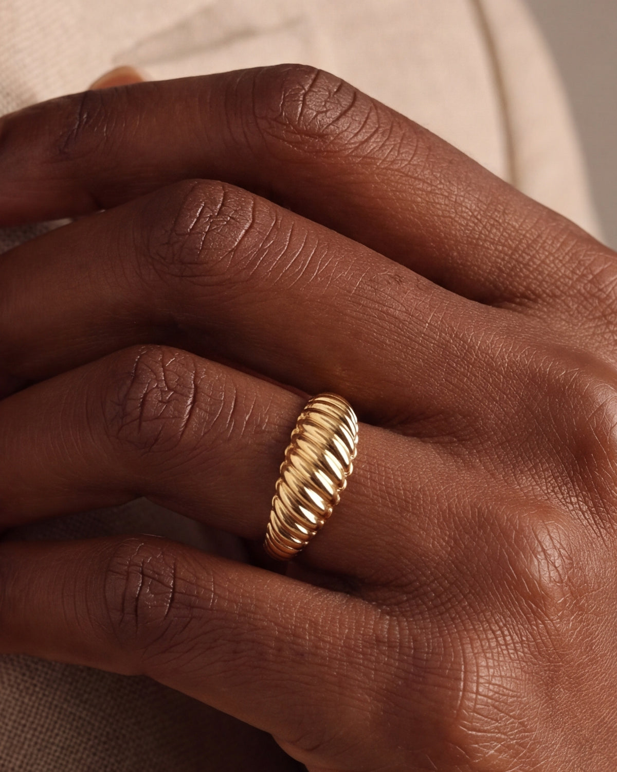 Croissant Dome Ring – close-up