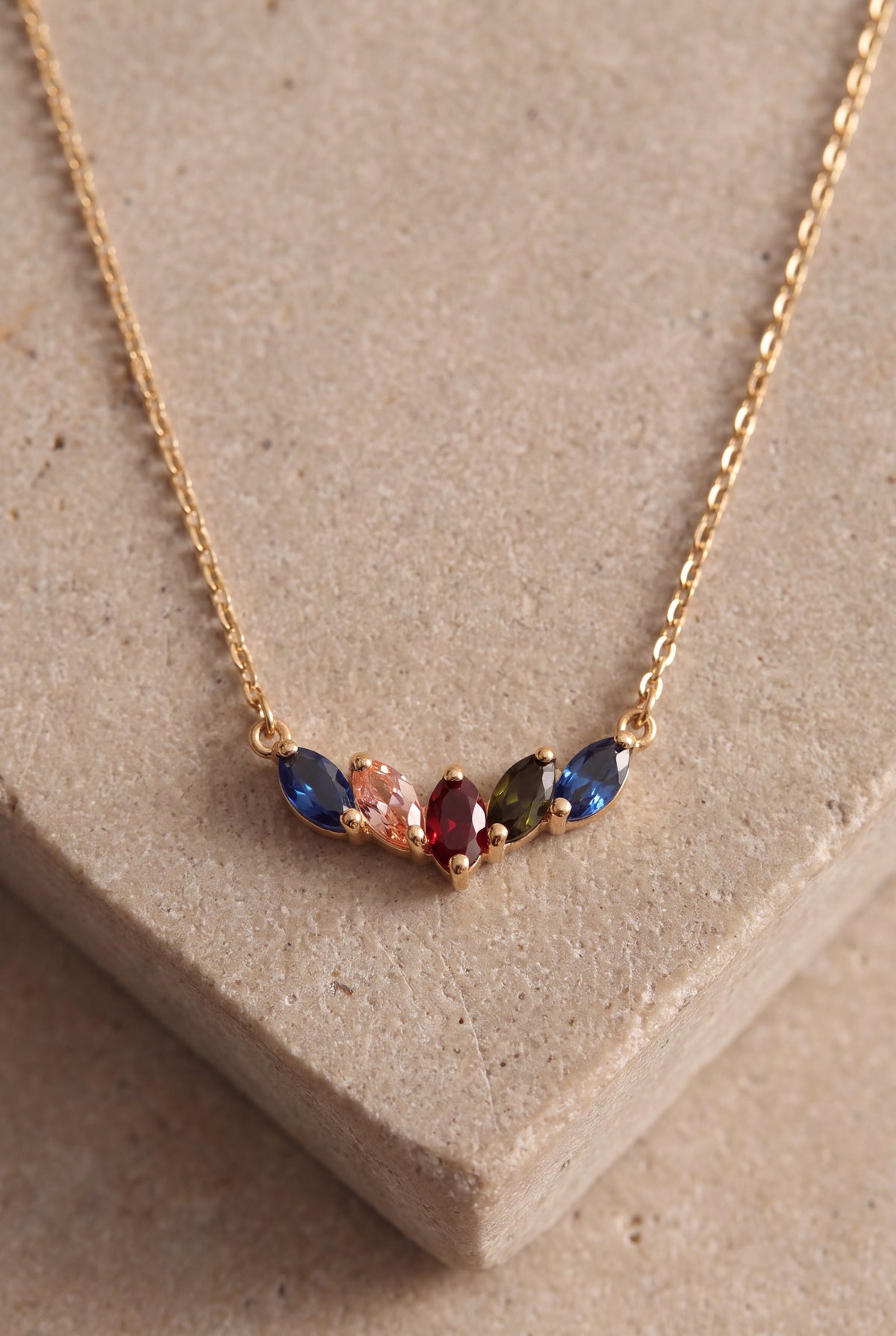 Curved Marquise Birthstone Necklace – product detail
