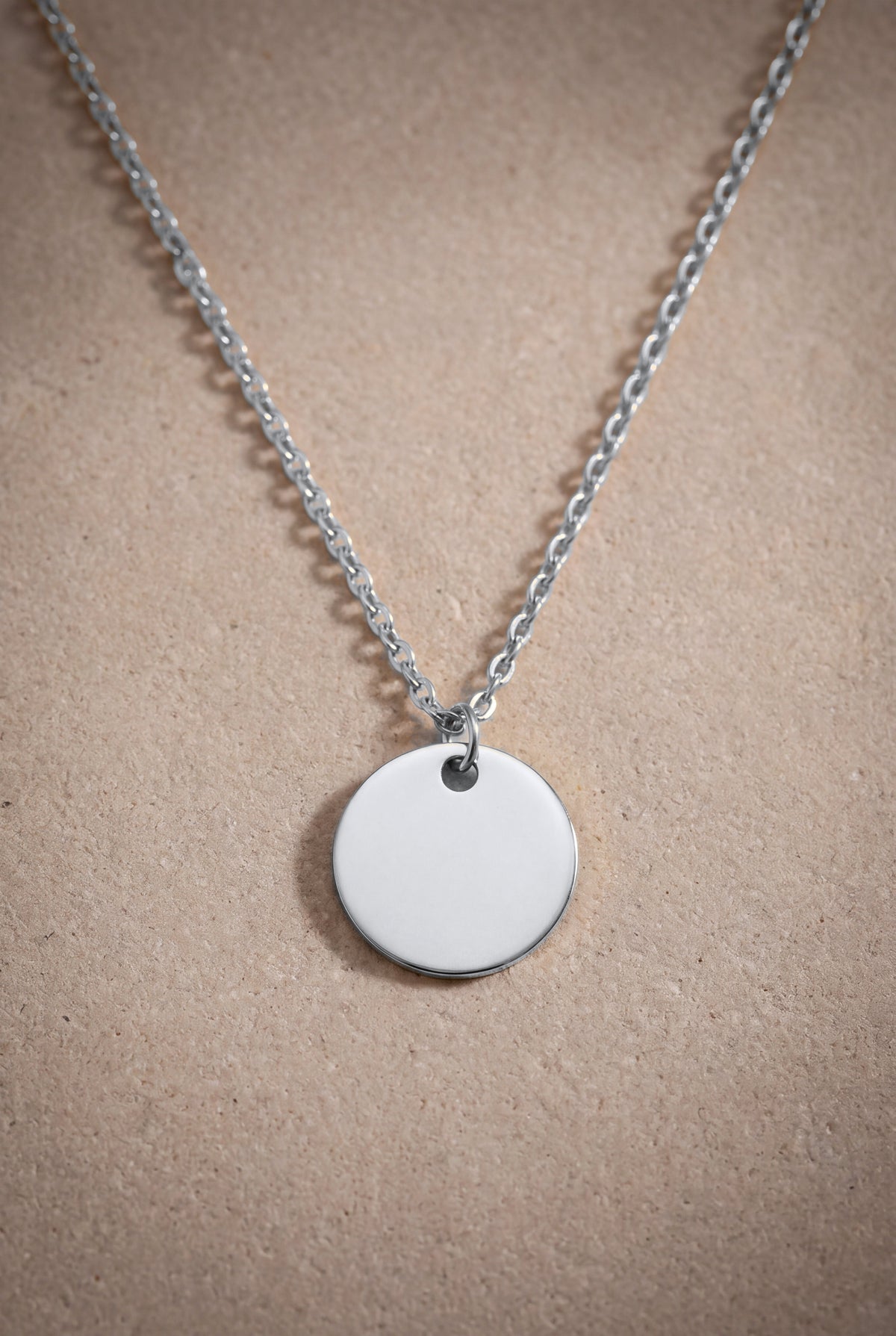 Dainty Family Portrait Disc Necklace – blank silver disc: upload your photo to see it engraved here