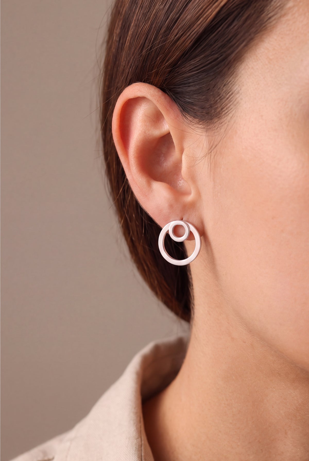 Double Circle Stud Earrings – on model