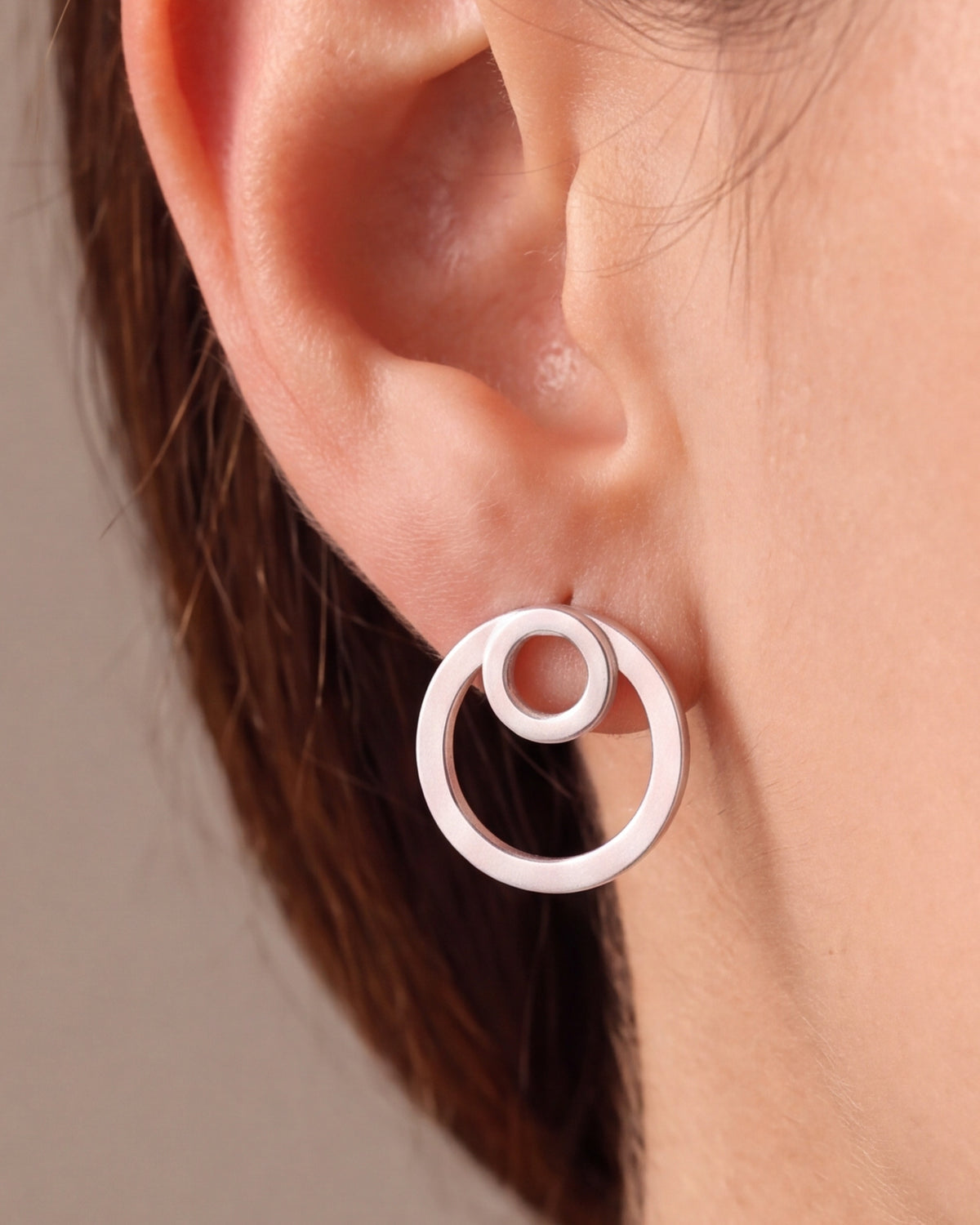Double Circle Stud Earrings – close-up