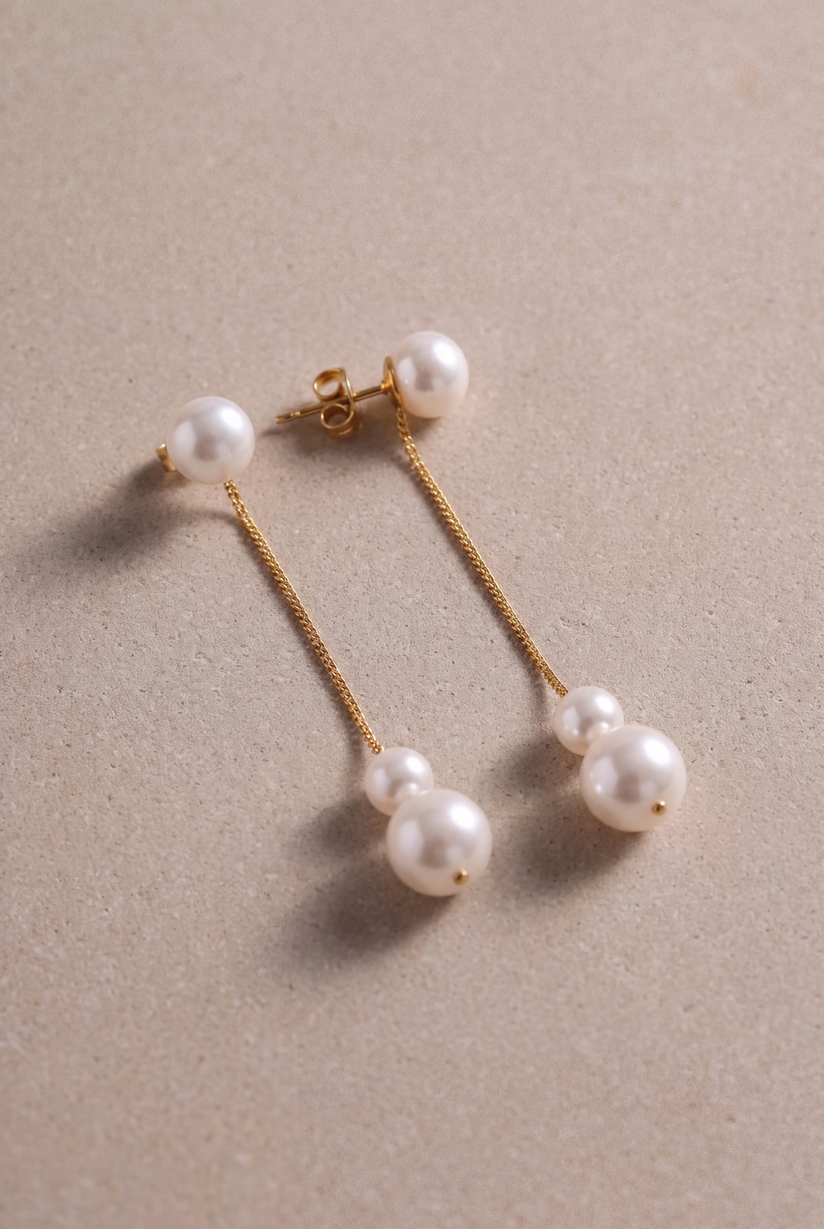 Double Pearl Chain Drop Earrings – product detail