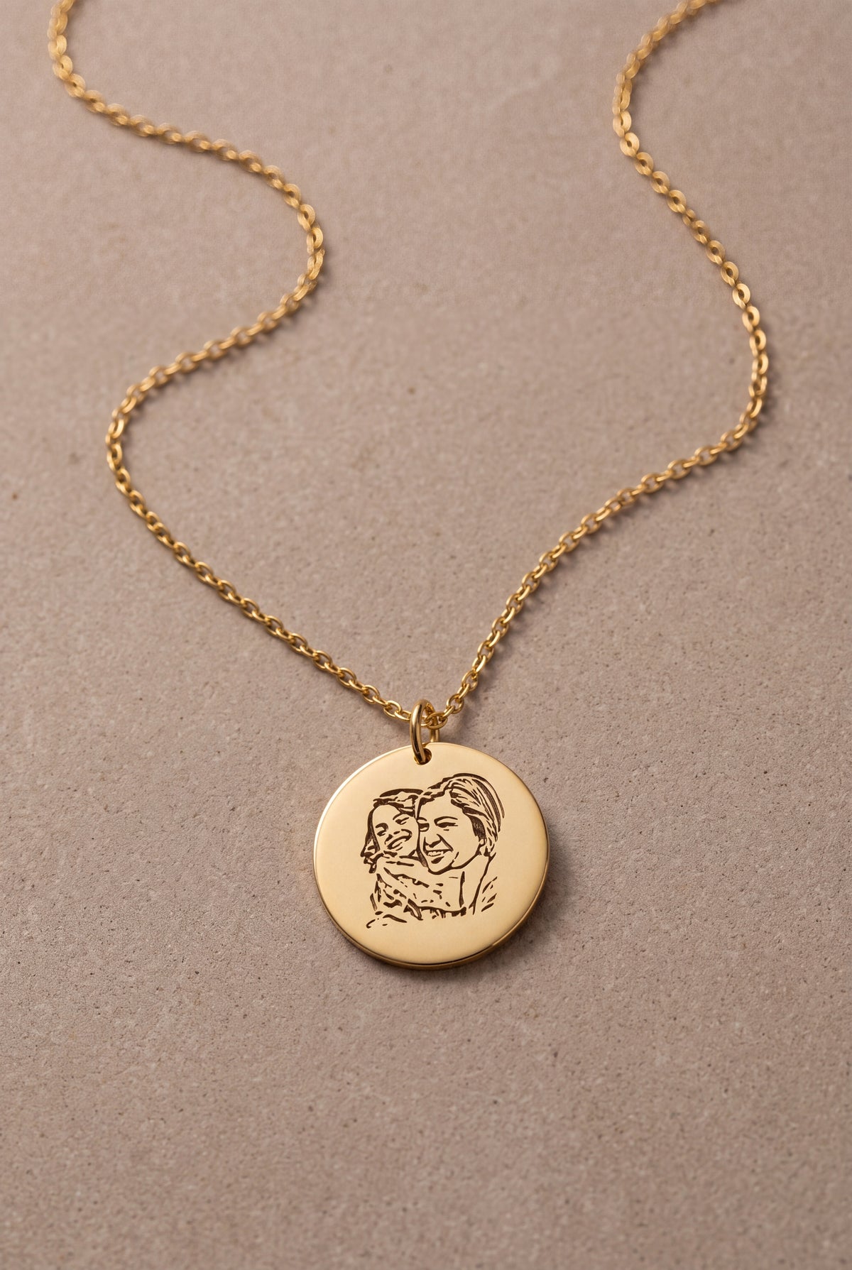 Engraved Photo Portrait Disc Necklace – product detail