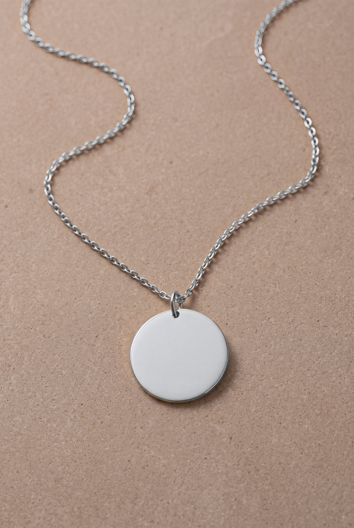 Engraved Photo Portrait Disc Necklace – blank silver disc: upload your photo to see it engraved here