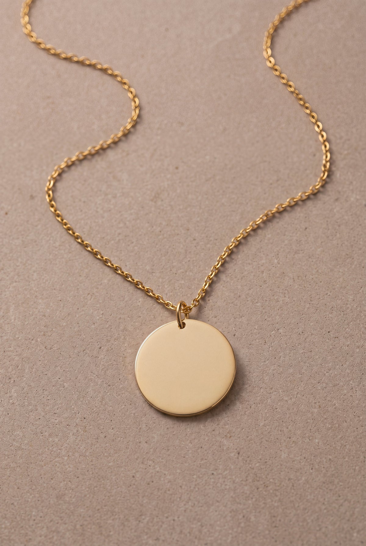 Engraved Photo Portrait Disc Necklace – blank gold disc: upload your photo to see it engraved here