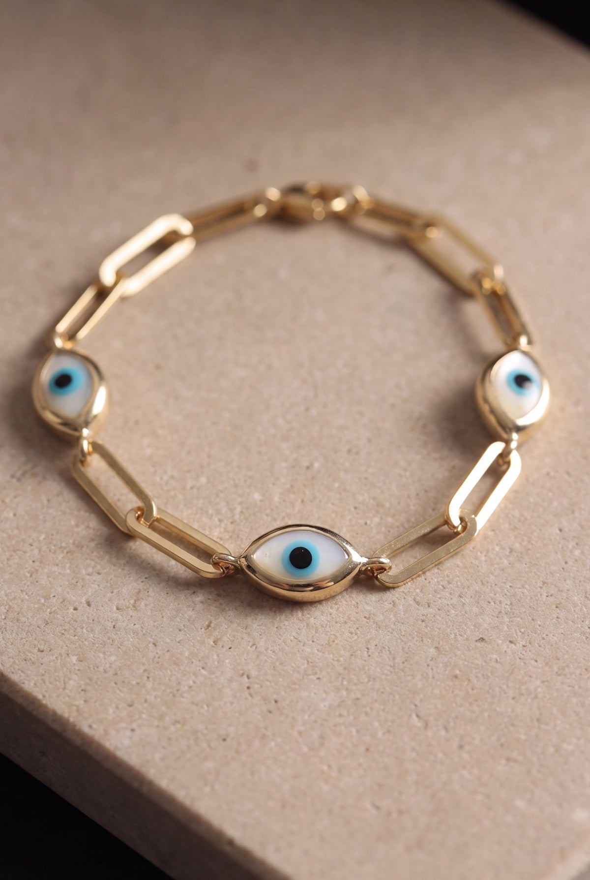 Evil Eye Paperclip Chain Bracelet – product detail