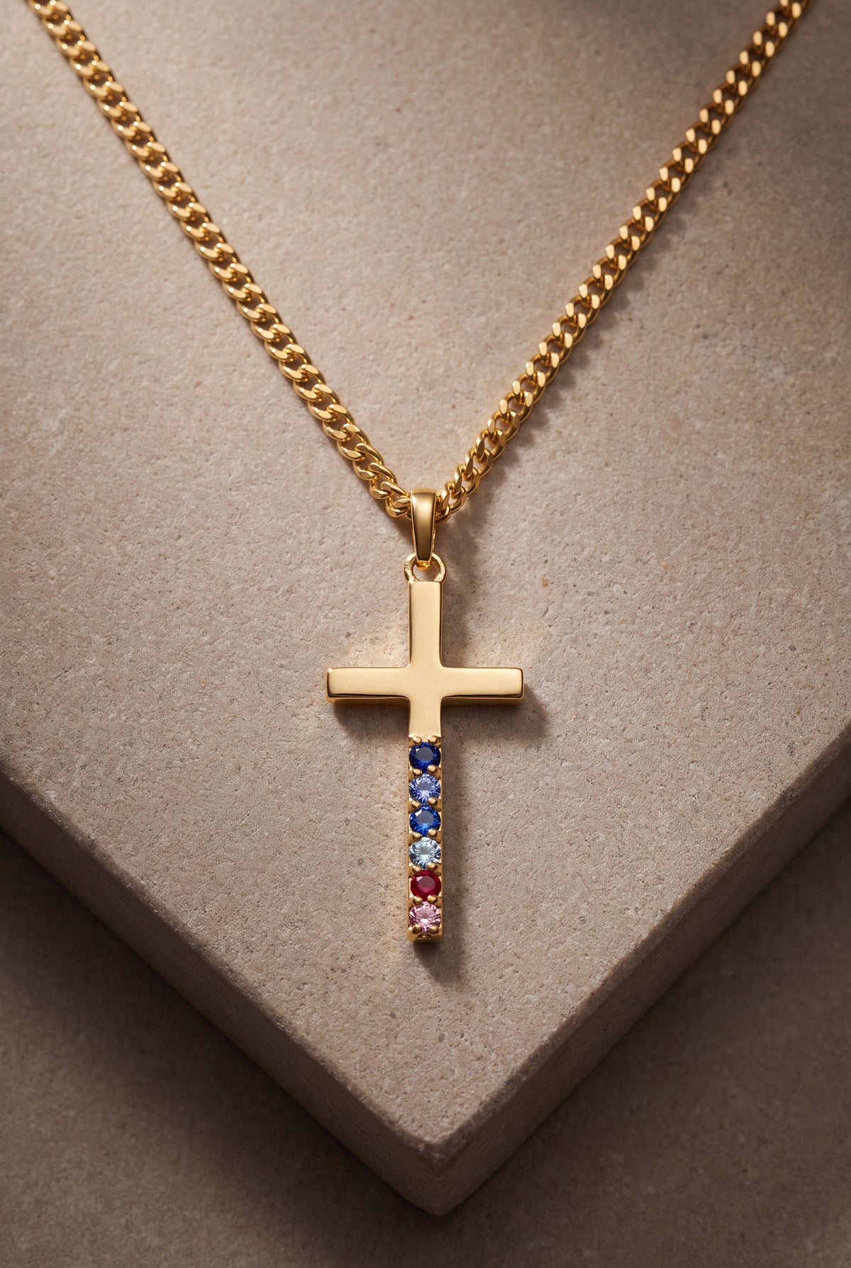 Family Birthstone Cross Necklace – product detail