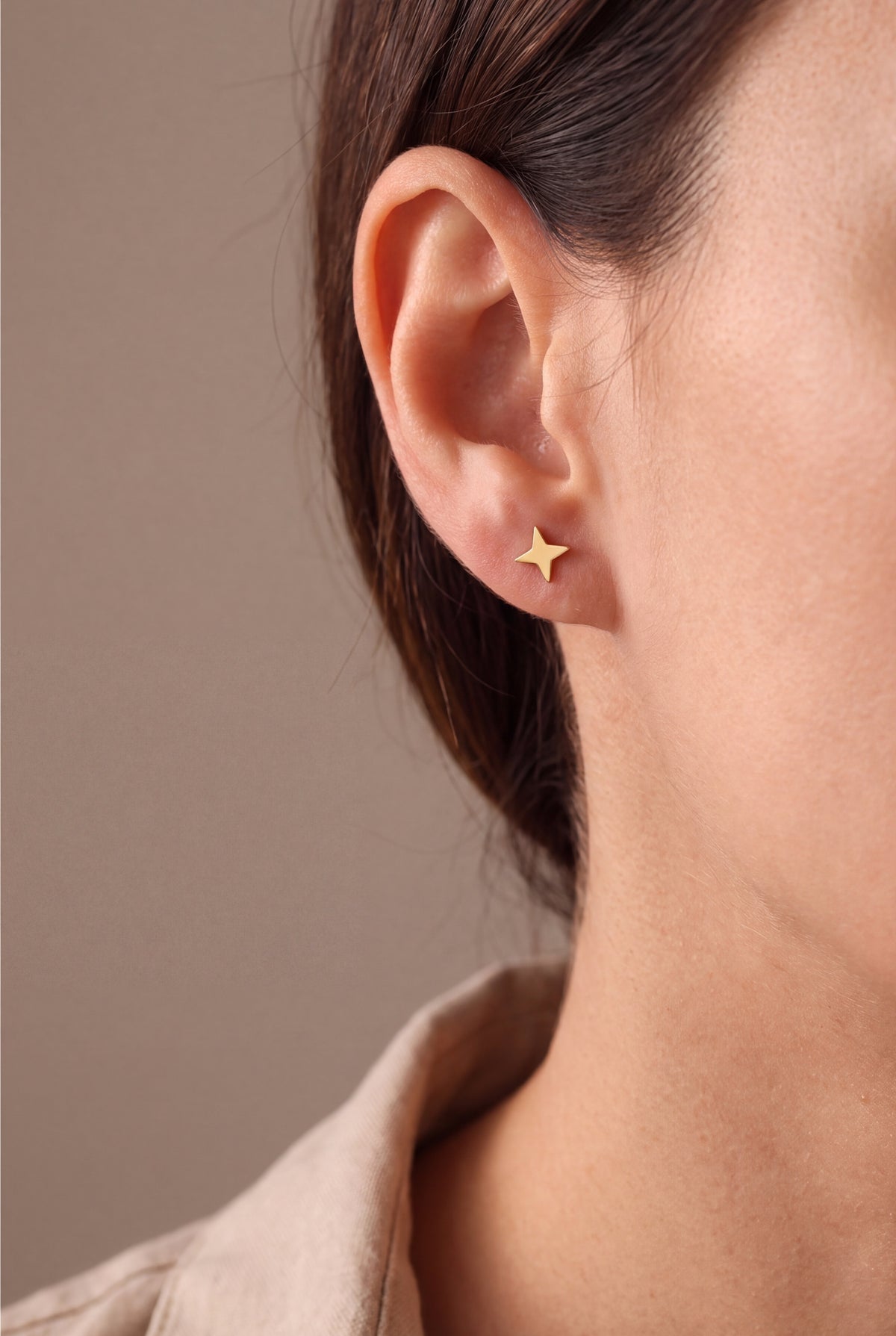 Four-Point Star Stud Earrings – on model