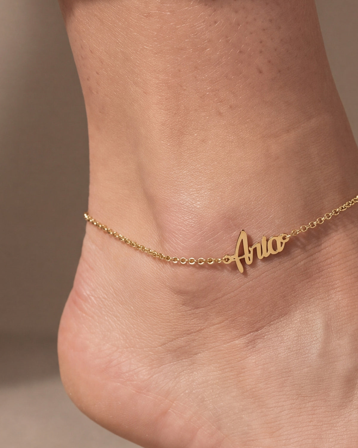 Handwritten Name Anklet – close-up