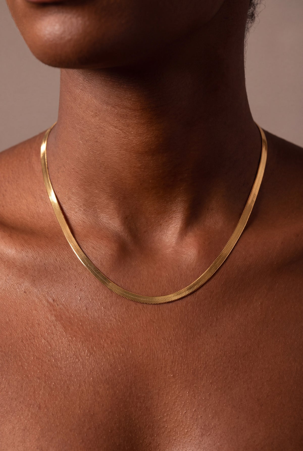Herringbone Chain Necklace – on model, second view