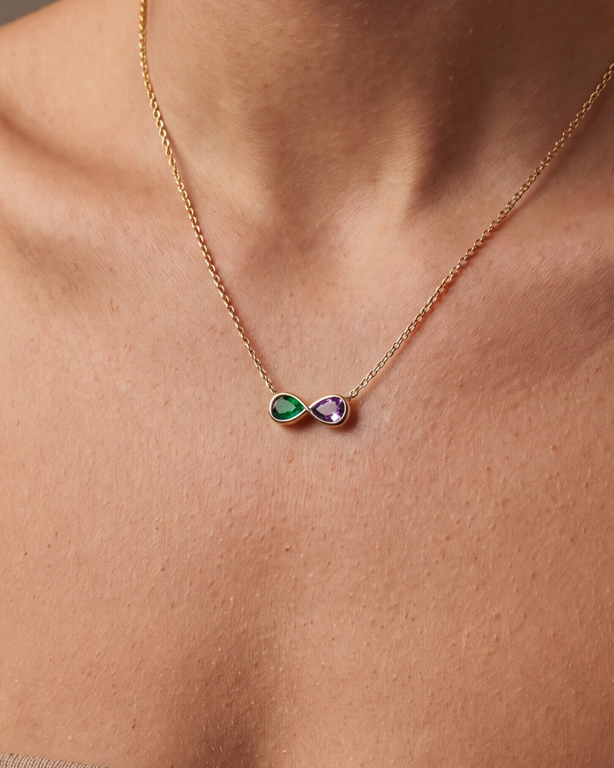 Infinity Birthstone Necklace – close-up