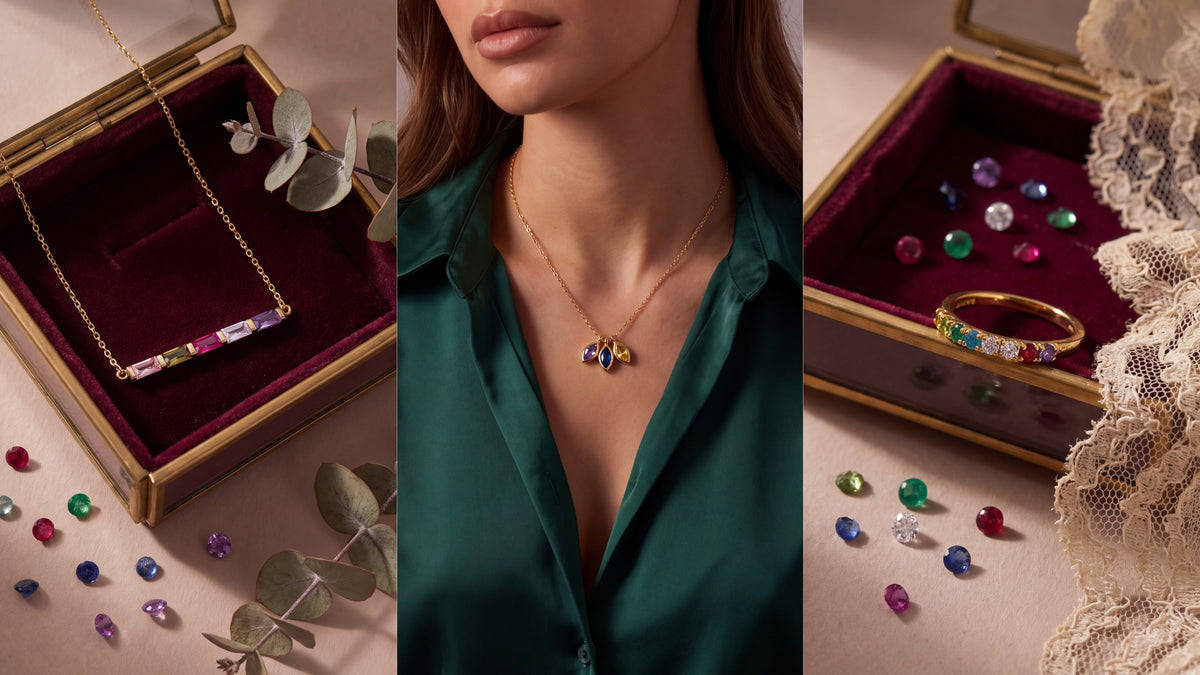 Birthstone Jewelry – three of our pieces styled and worn