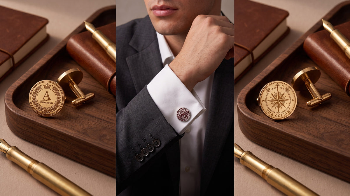 Cufflinks – three of our pieces styled and worn