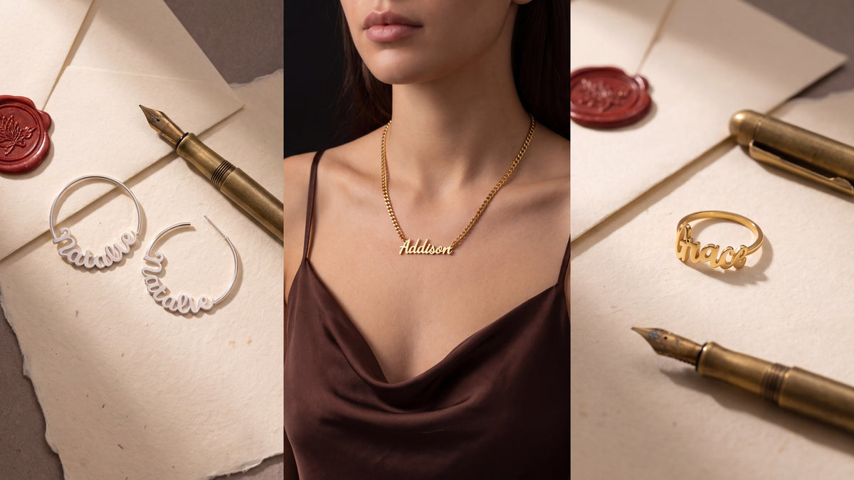 Name Jewelry – three of our pieces styled and worn