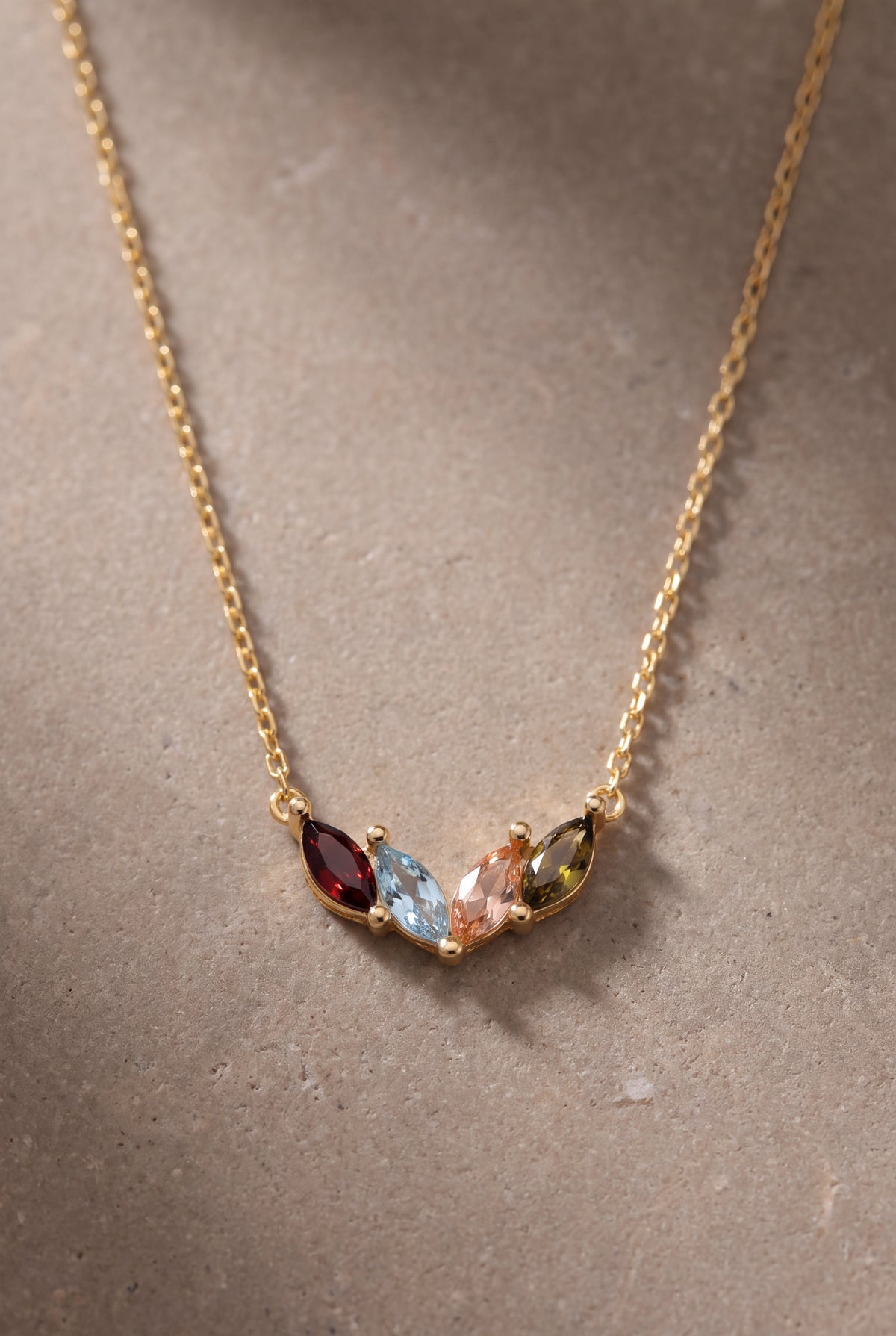 Marquise Birthstone Leaf Necklace – product detail