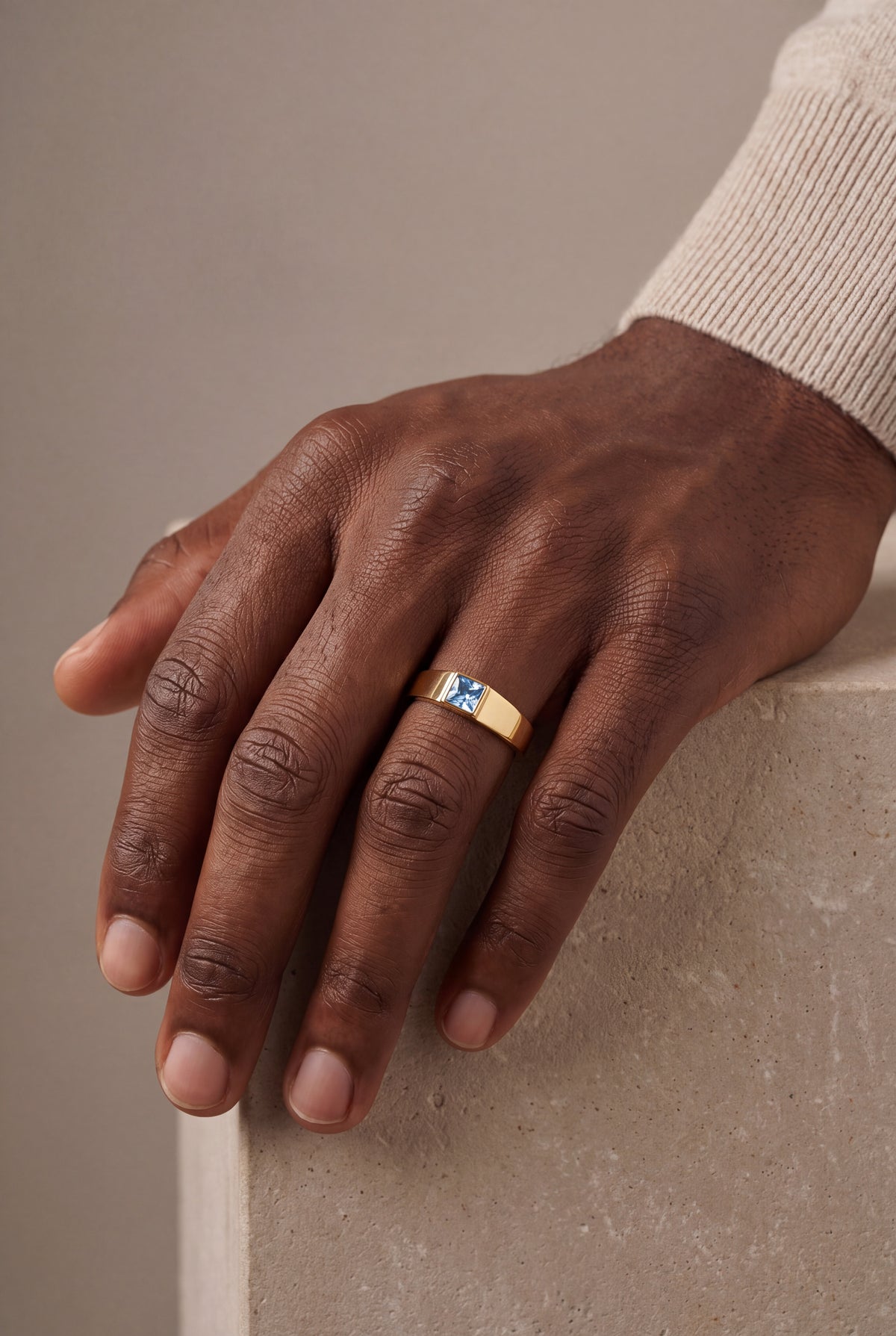 Men's Birthstone Band Ring – on model