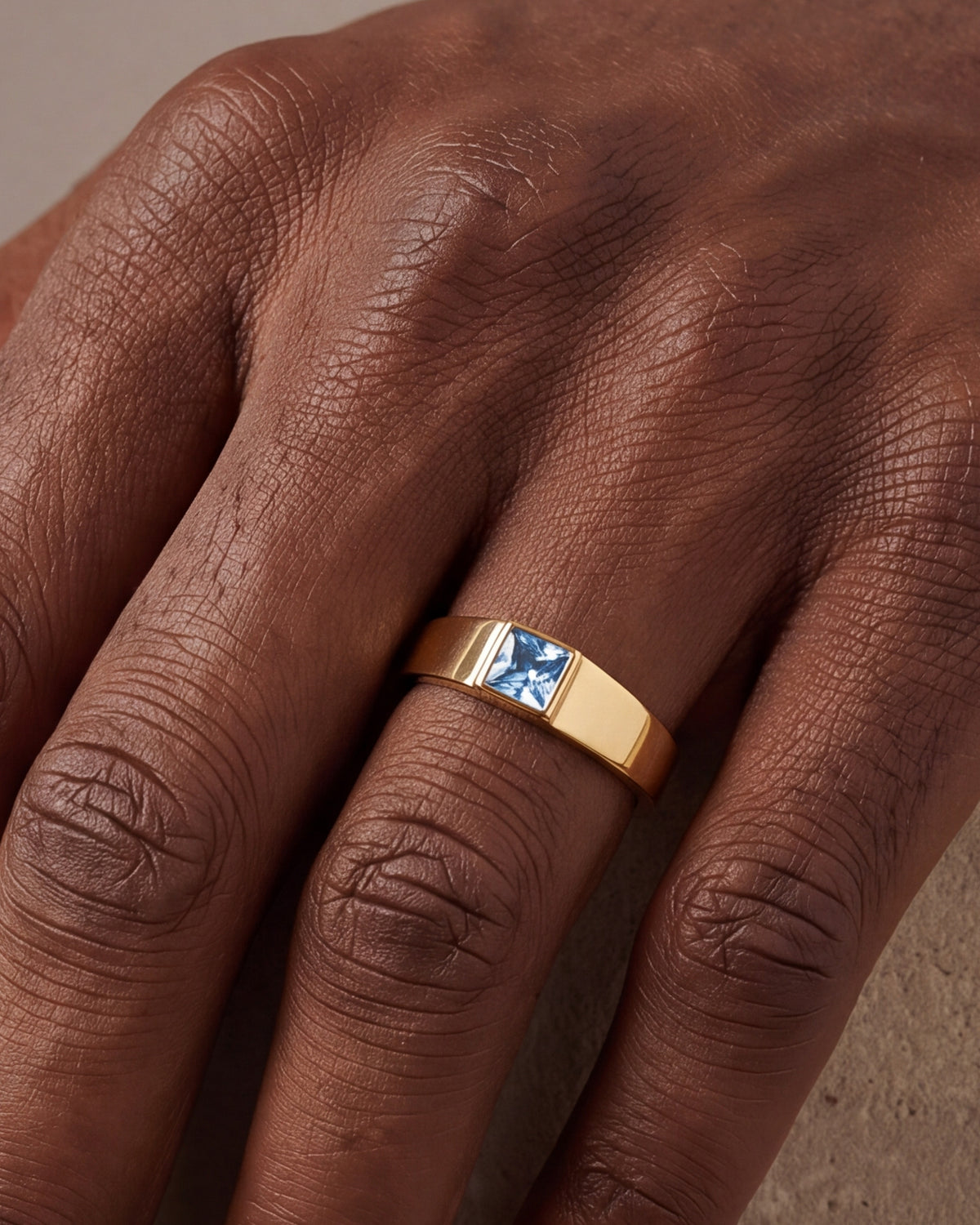 Men's Birthstone Band Ring – close-up