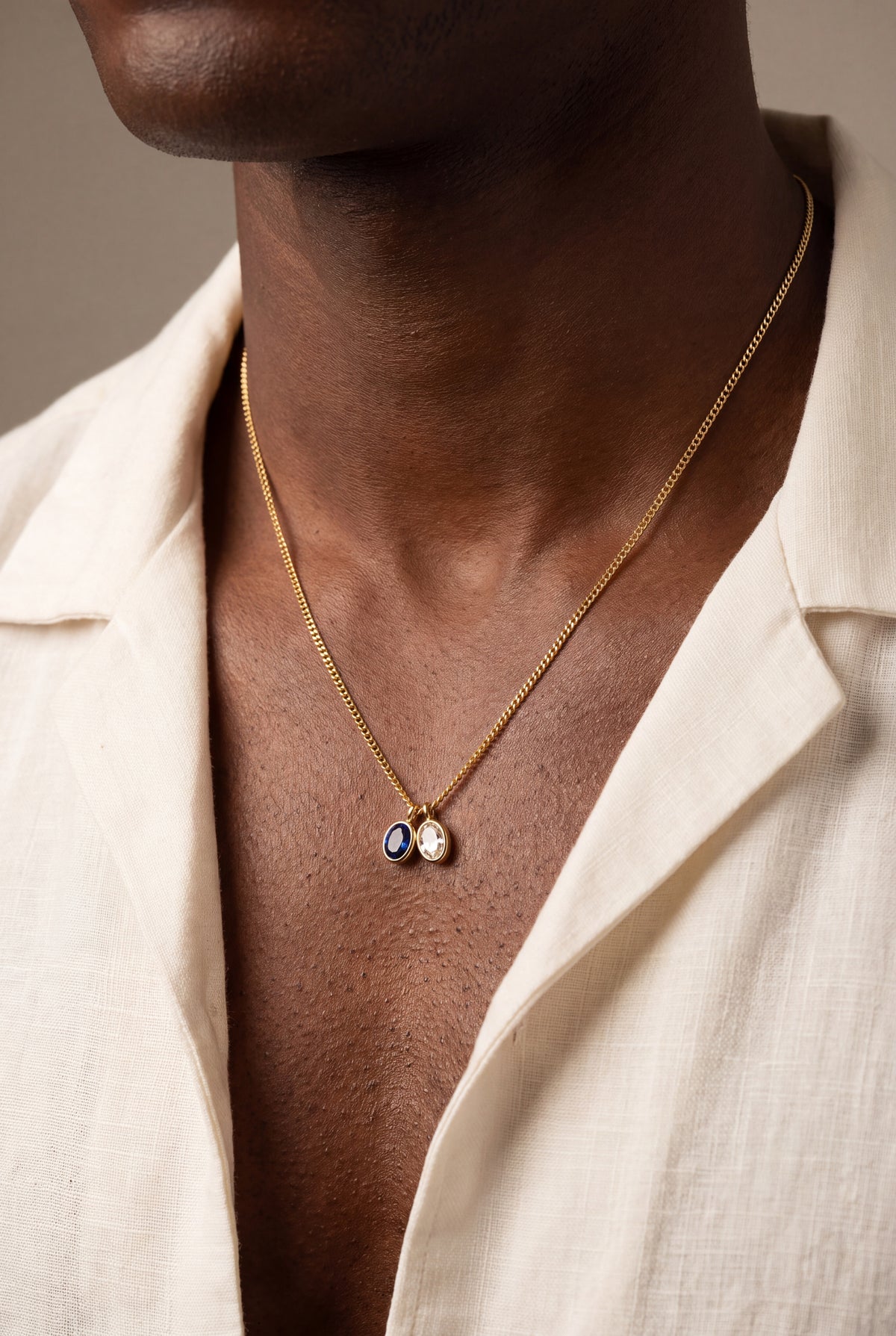 Men's Birthstone Charm Necklace – on model, second view