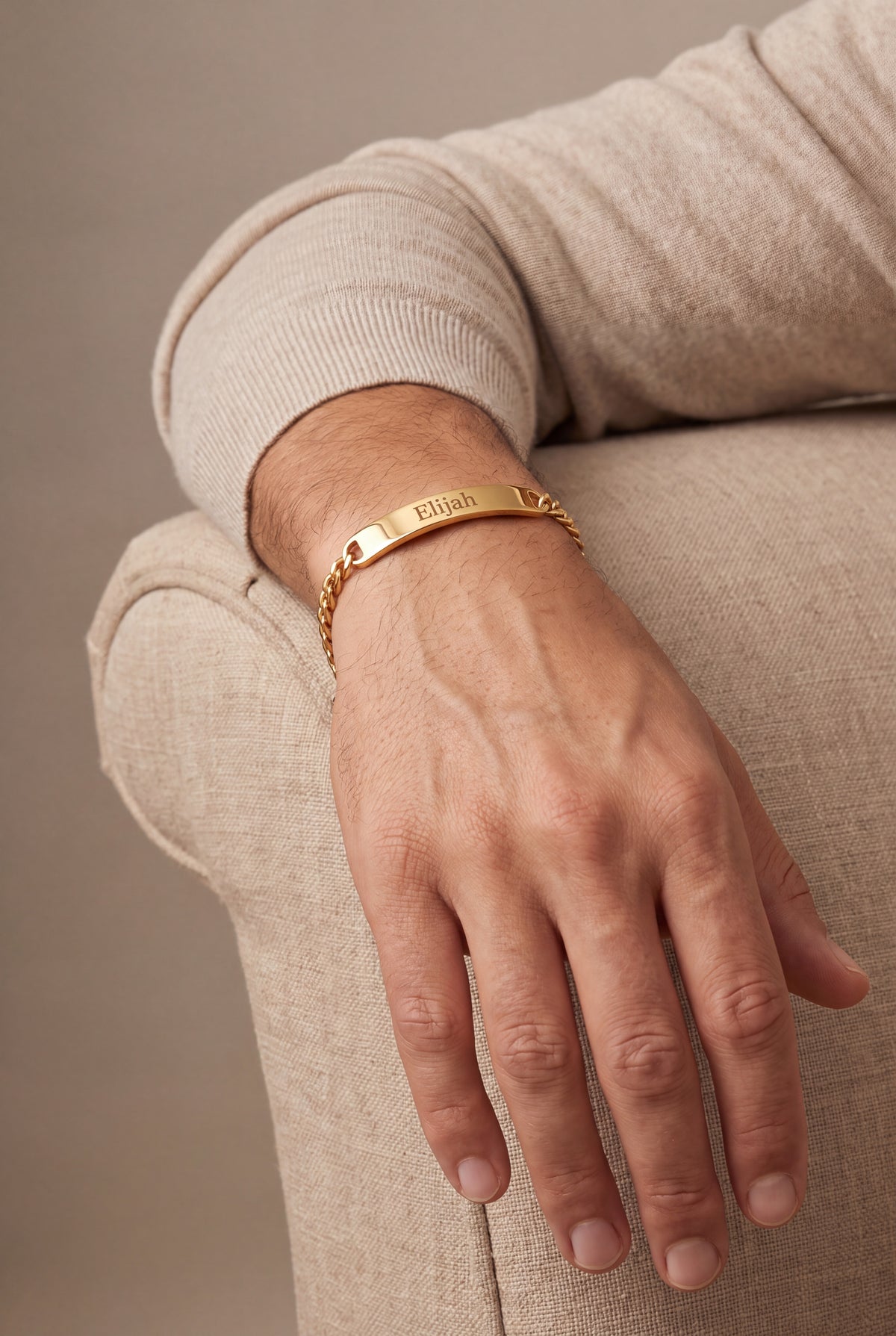 Men's Classic Engraved ID Bracelet – on model