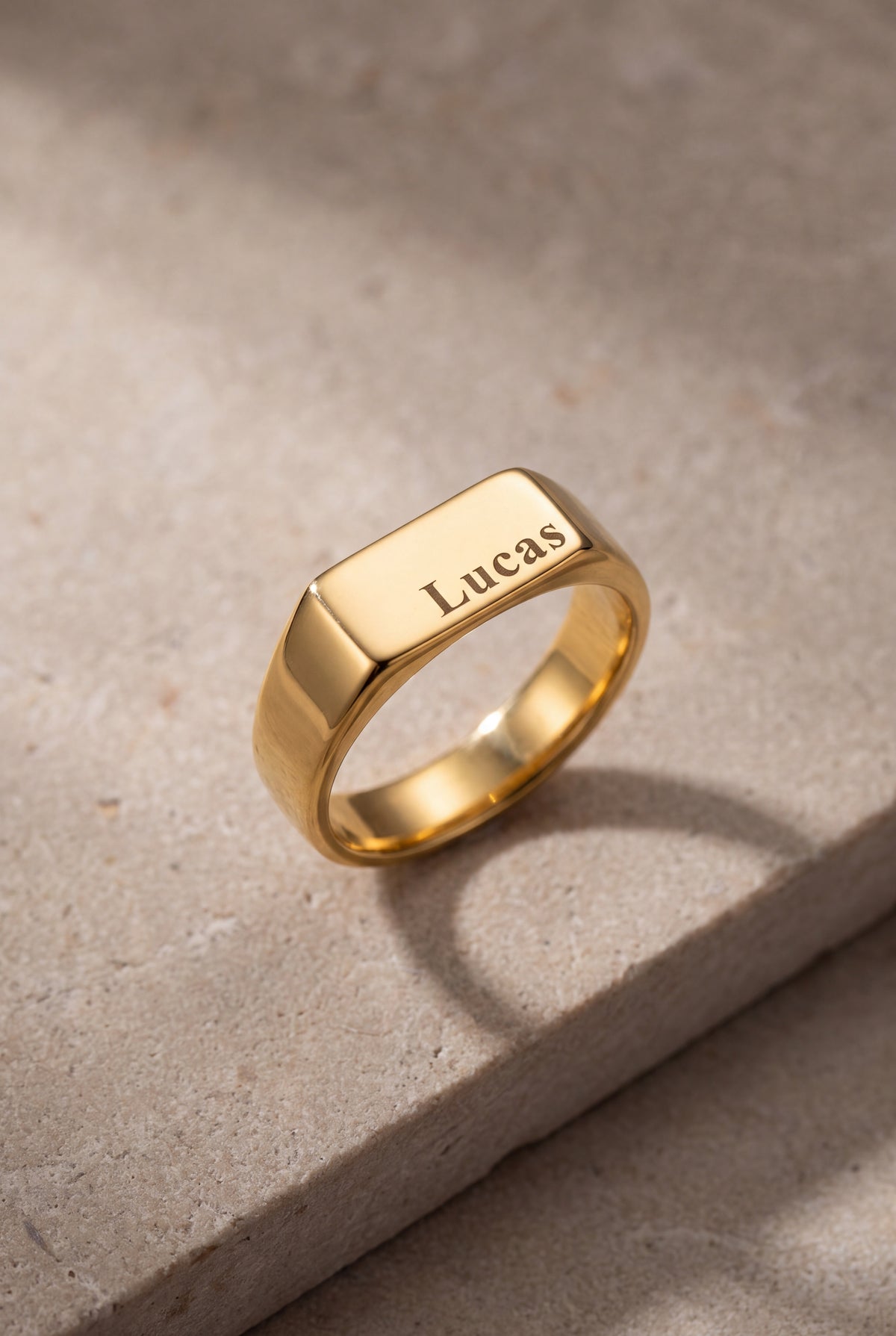 Men's Engraved Bar Signet Ring – product detail