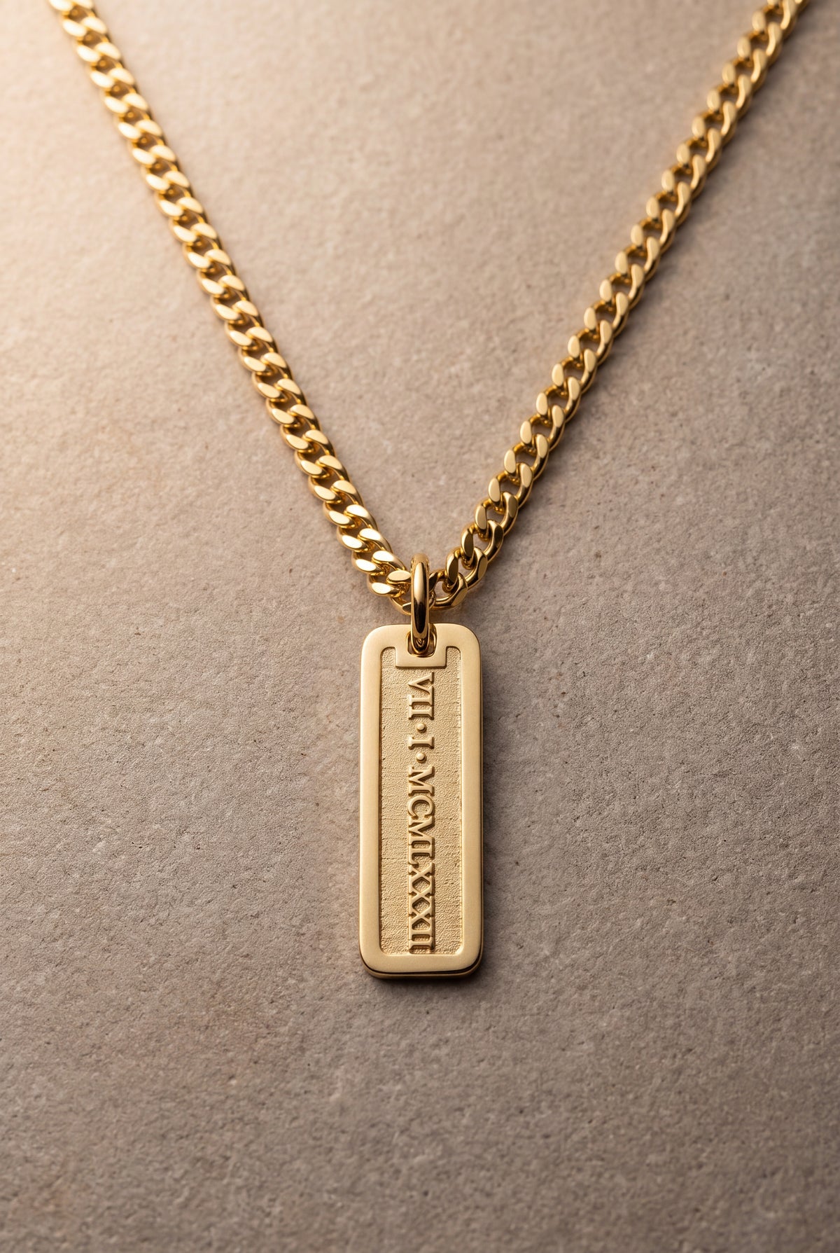 Men's Framed Roman Numeral Bar Necklace – product detail