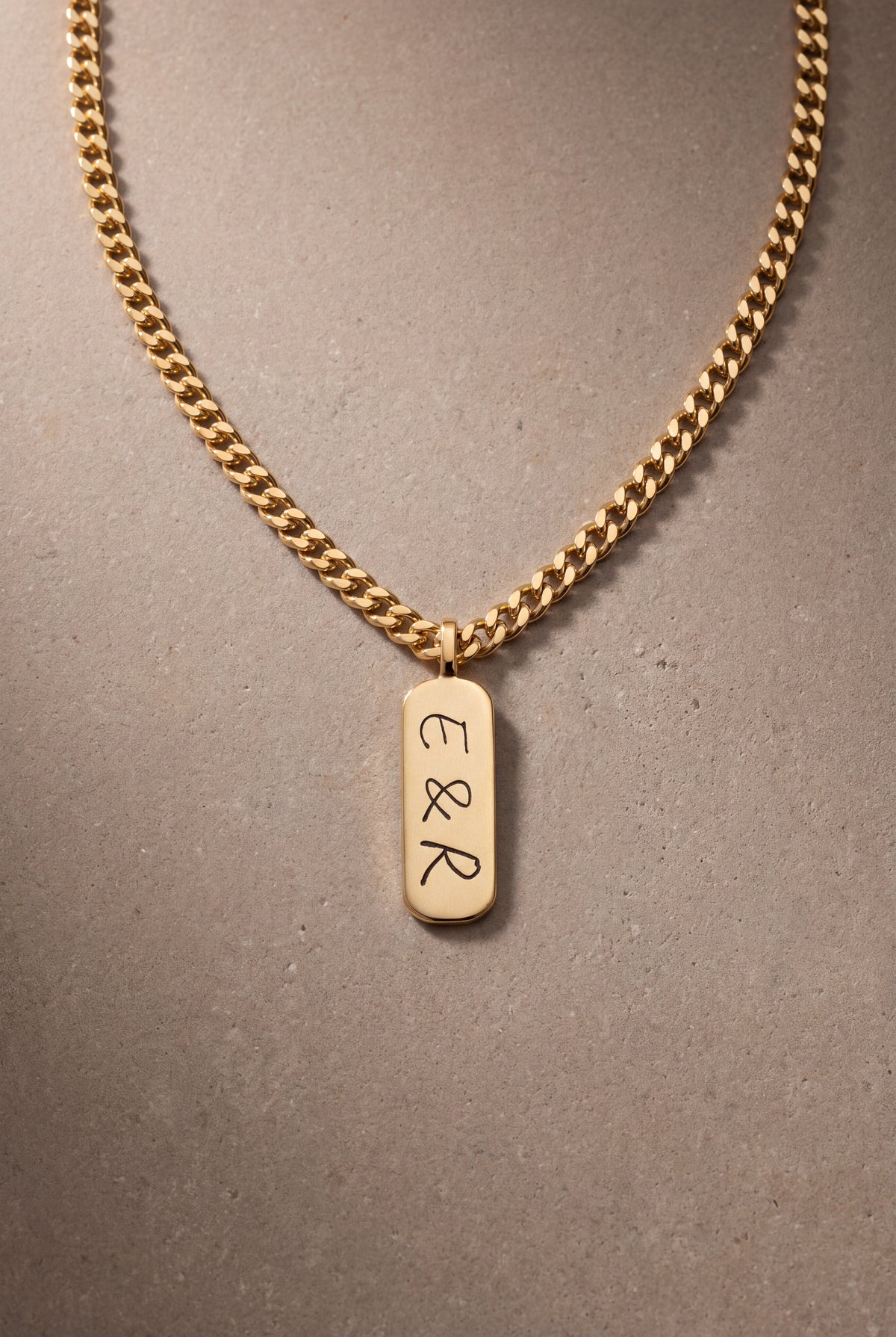 Men's Handwriting Initials Tag Necklace – product detail