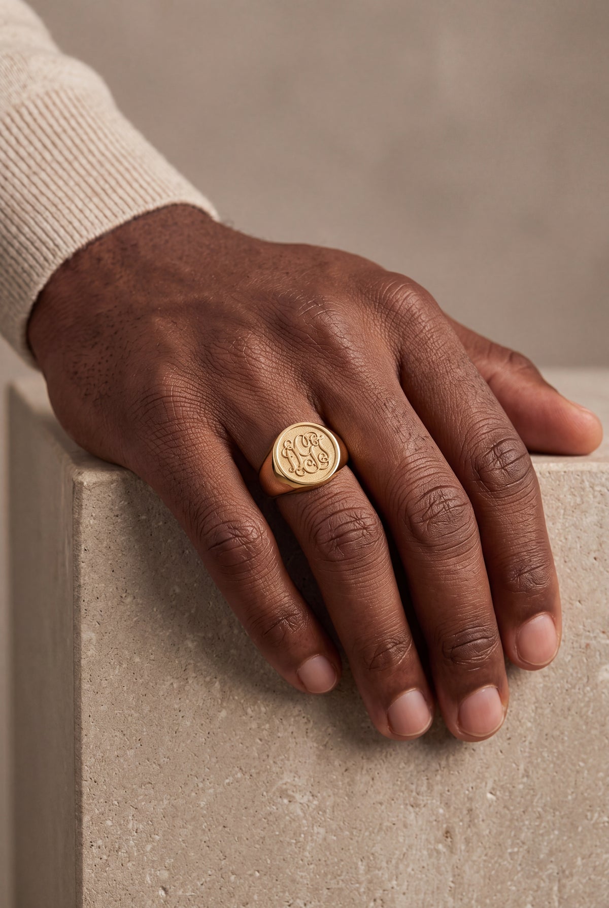 Men's Monogram Signet Ring – on model
