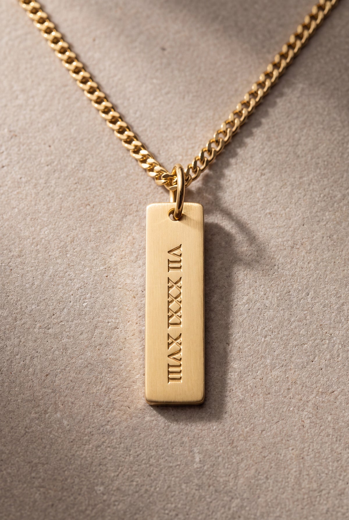 Men's Roman Numeral Date Bar Necklace – product detail