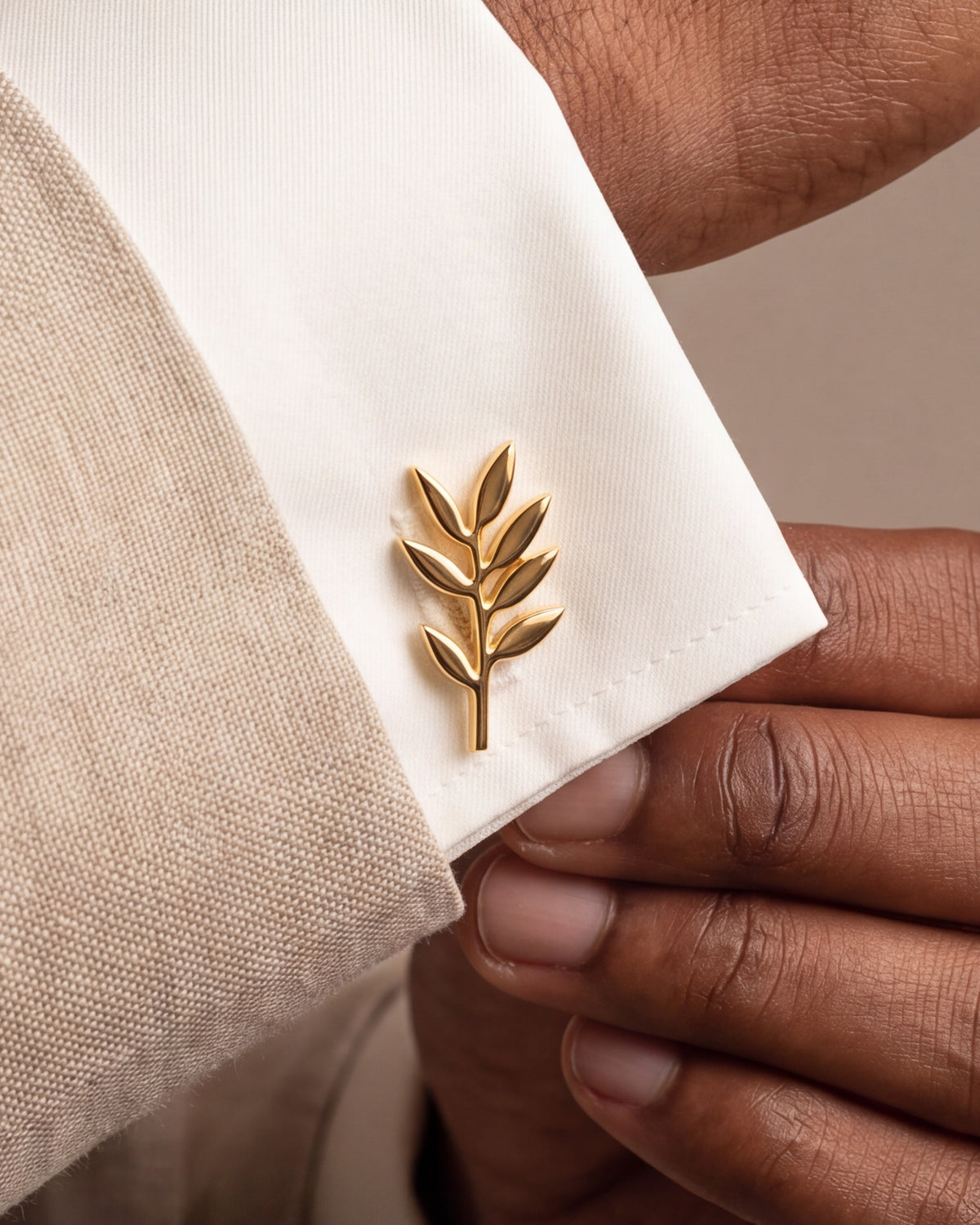 Olive Branch Cufflinks – close-up