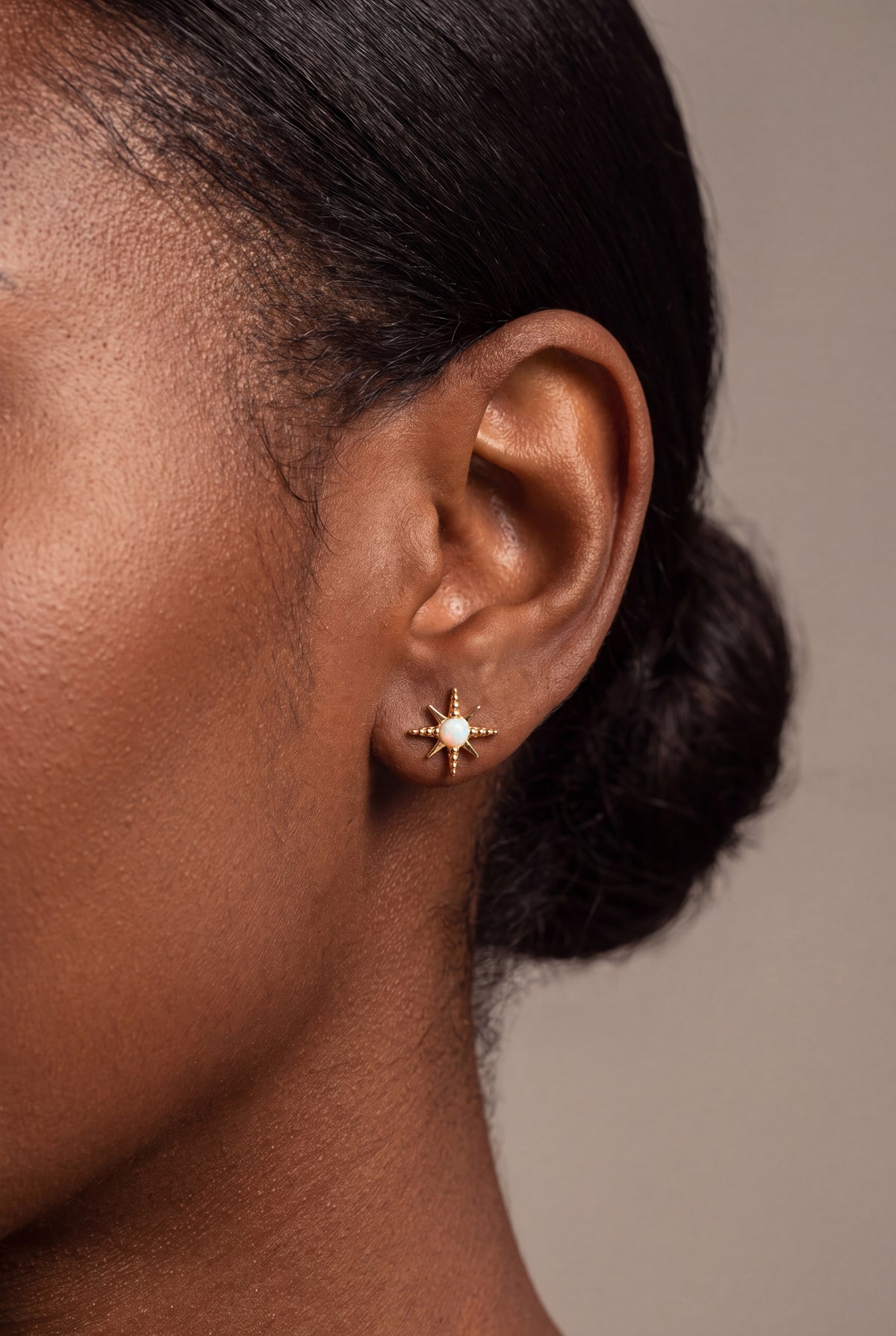 Opal North Star Stud Earrings – on model