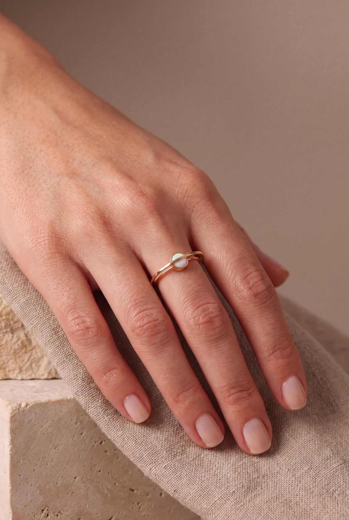 Opal Saturn Open Ring – on model