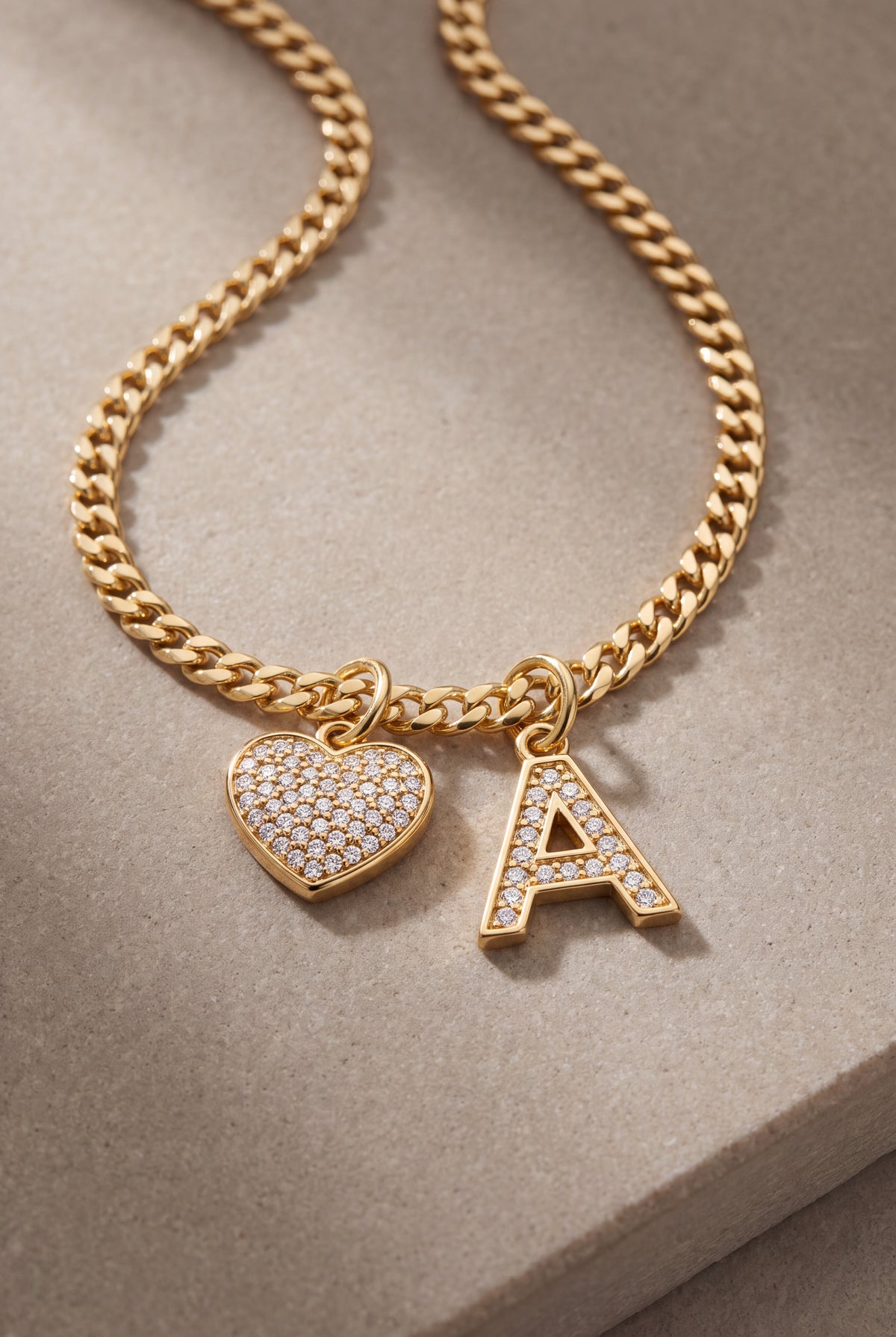 Pavé Initial & Heart Charm Anklet – product detail