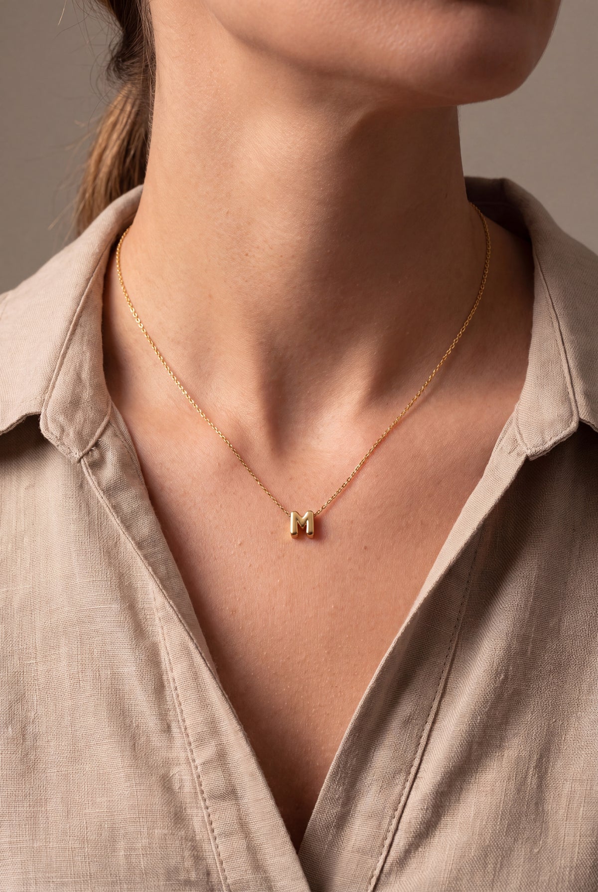Personalized Balloon Initial Necklace – on model