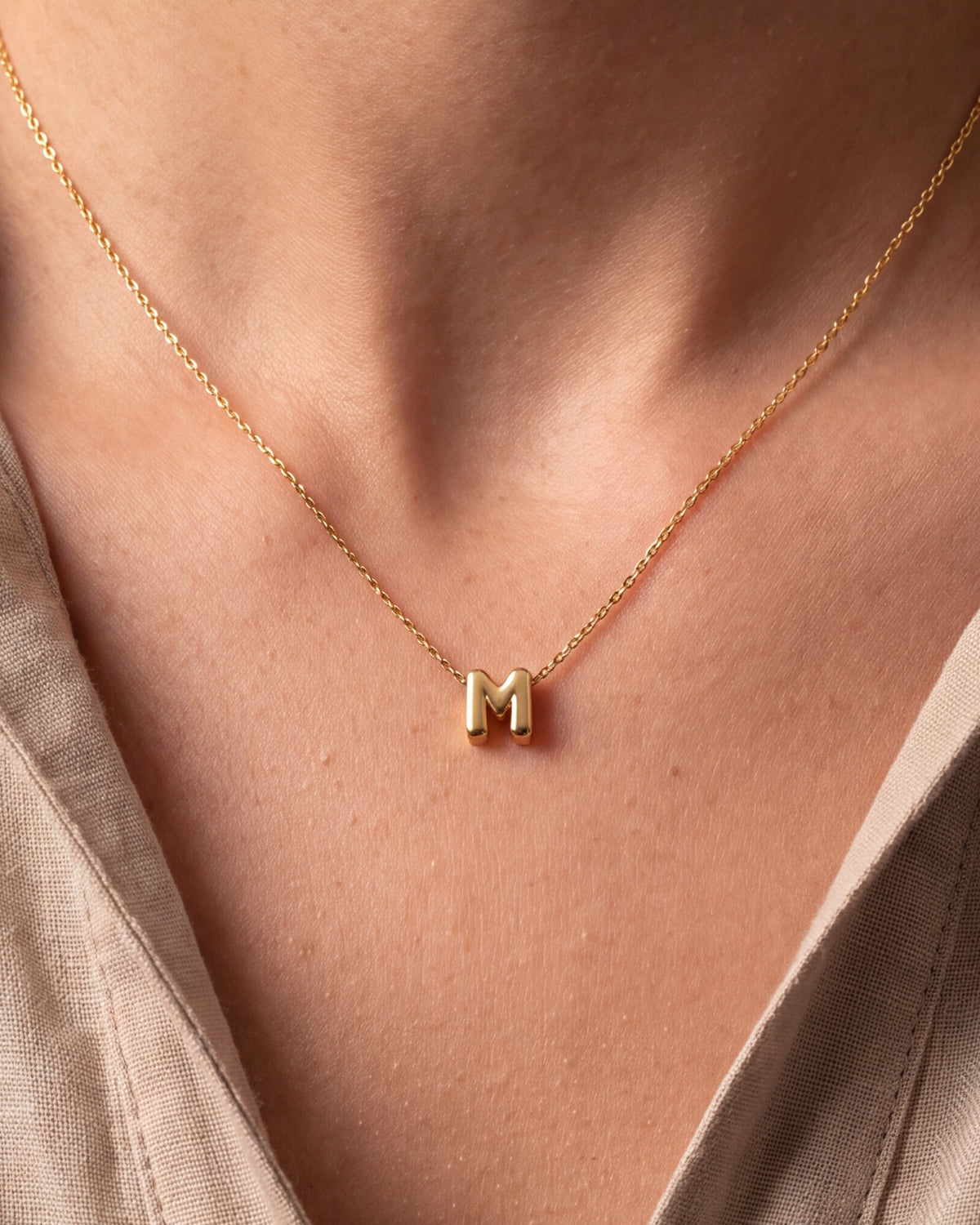 Personalized Balloon Initial Necklace – close-up