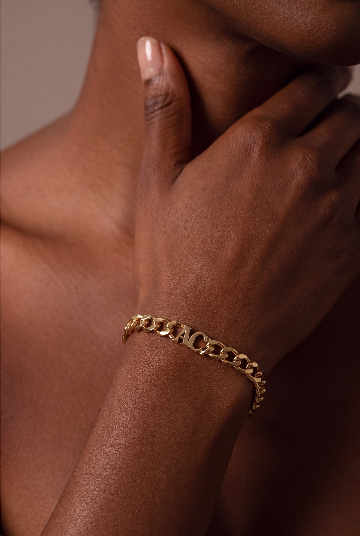 Personalized Curb Chain Bracelet – on model