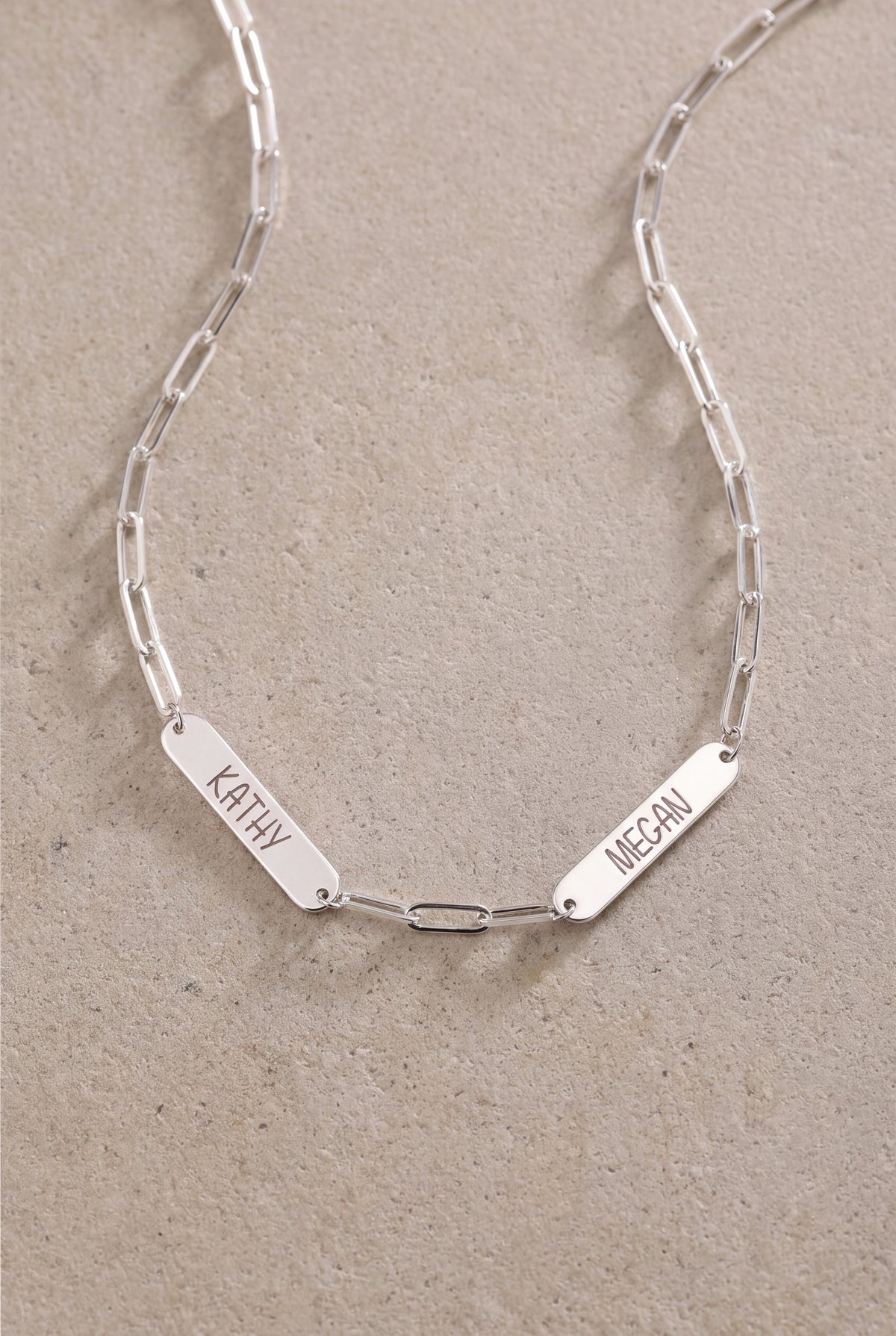 Personalized Double Name Bar Paperclip Necklace – product detail