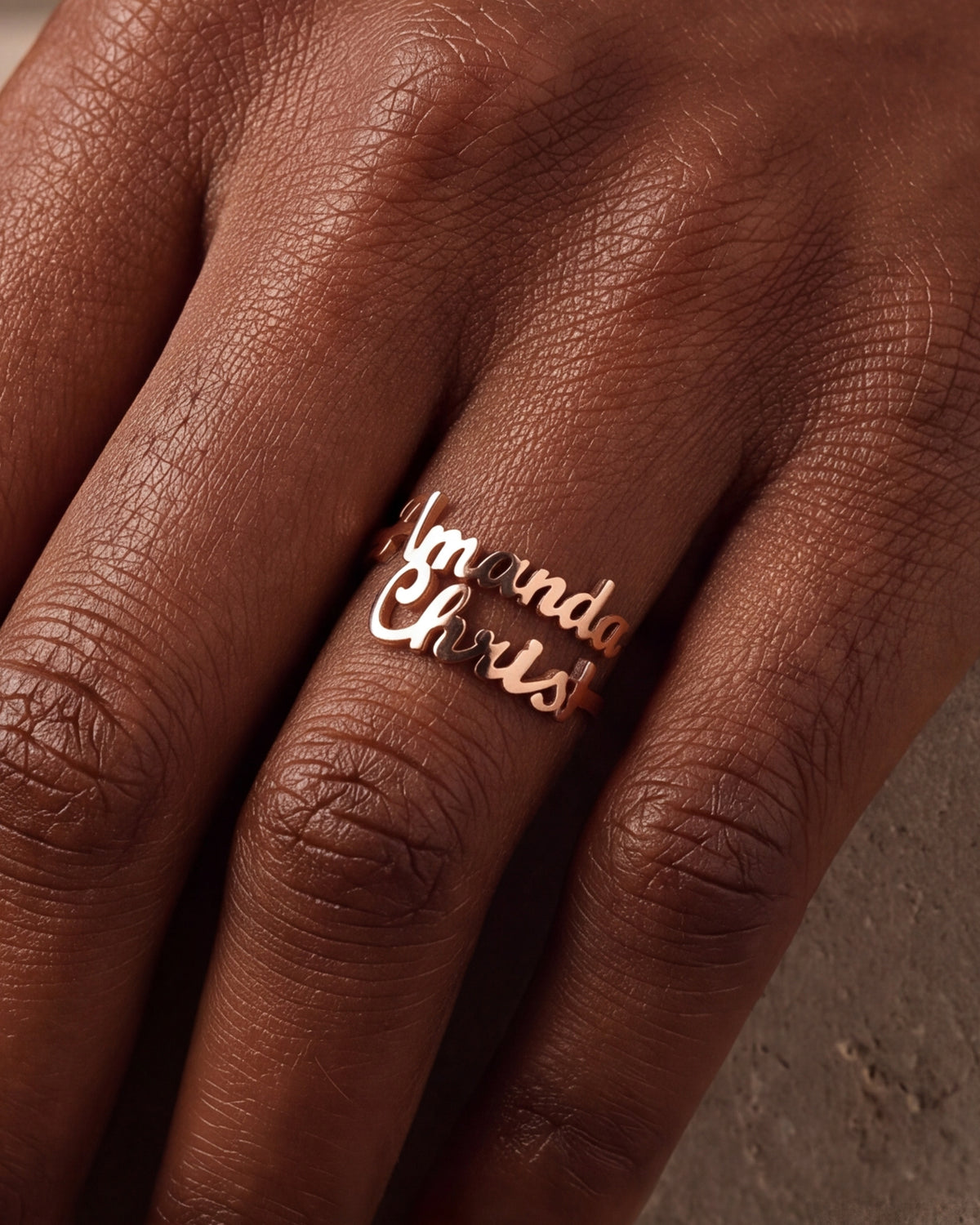 Personalized Double Name Ring – close-up