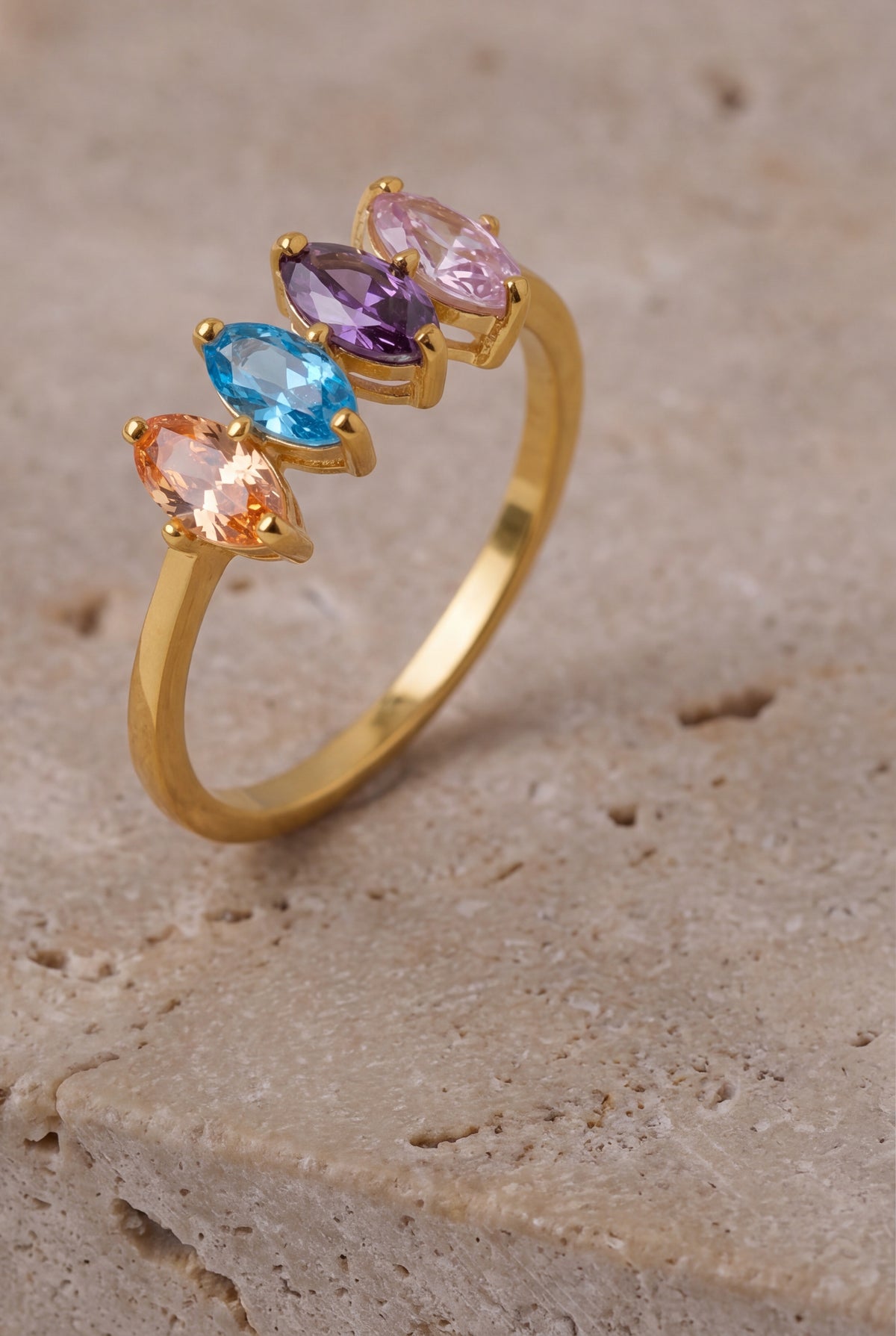 Personalized Four Marquise Birthstone Ring – product detail