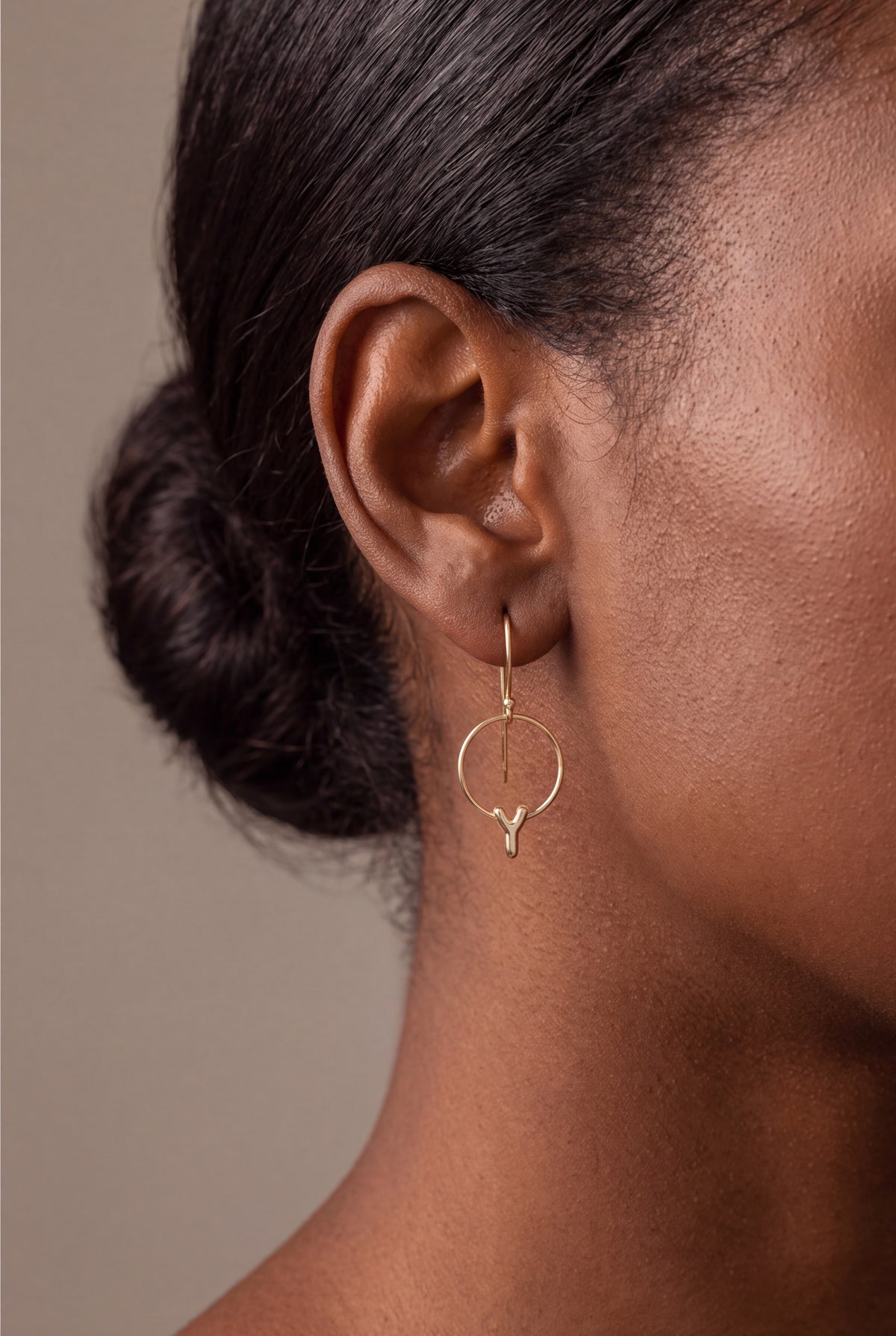 Personalized Initial Circle Drop Earrings – on model