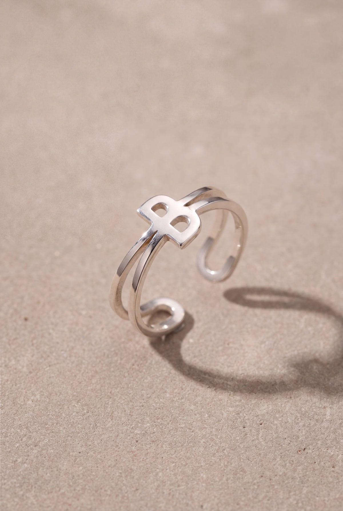 Personalized Initial Double Band Ring – product detail