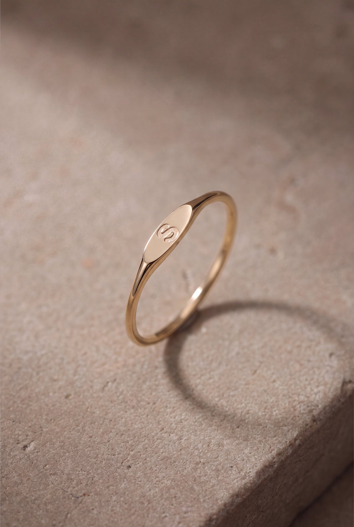 Personalized Initial Marquise Signet Ring – product detail